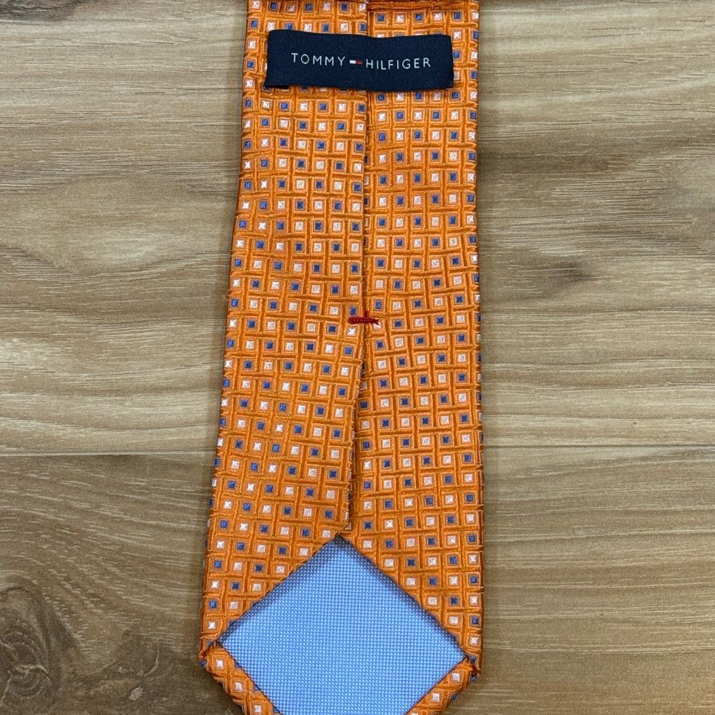 Tommy Hilfiger Tommy Hilfiger Orange Geometric Silk Tie 3.25” Classic Style Size 26 - 3 Thumbnail