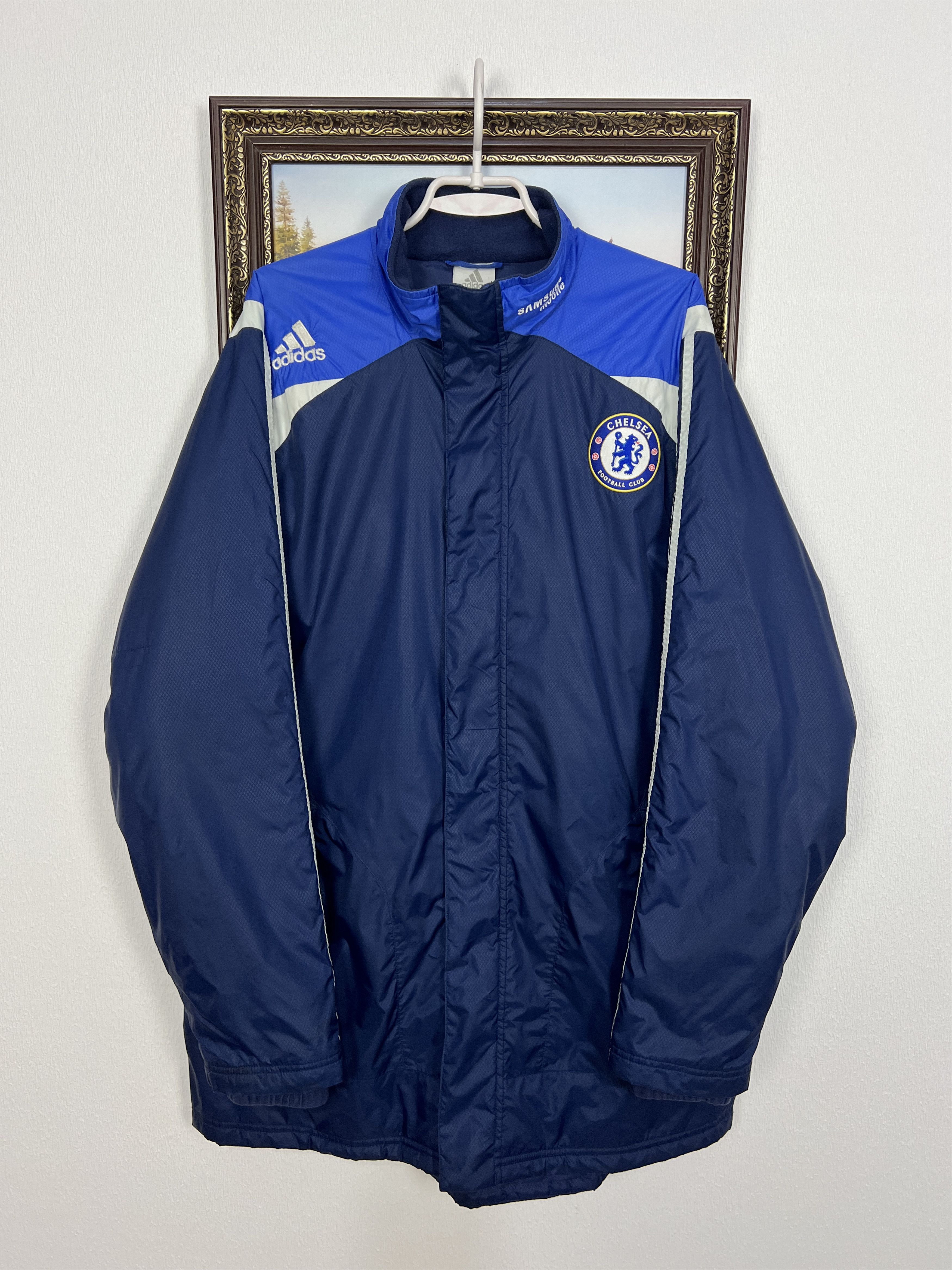 Adidas Vintage Chelsea Football Long Jacket Soccer Bomber Rare Size US L / EU 52-54 / 3 - 1 Thumbnail