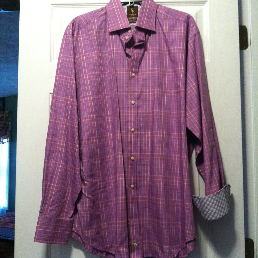 Tailorbyrd TAILORBYRD MENS NEW PURPLE 100%COTTON CASUAL SHIRT SIZE: XL Size US XL / EU 56 / 4 - 1 Thumbnail