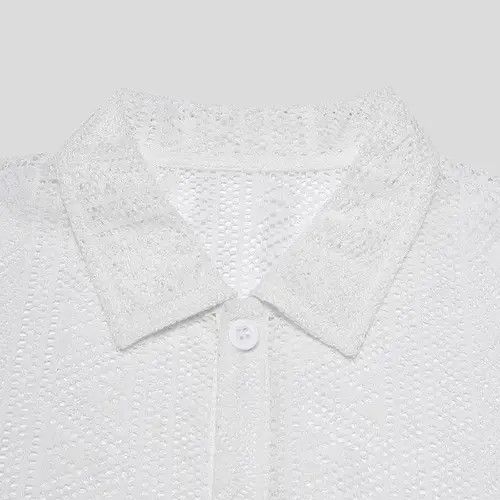 Japanese Brand Mesh See Through Lapel Sexy Short Sleeve streetwear y2k Size US M / EU 48-50 / 2 - 6 Thumbnail