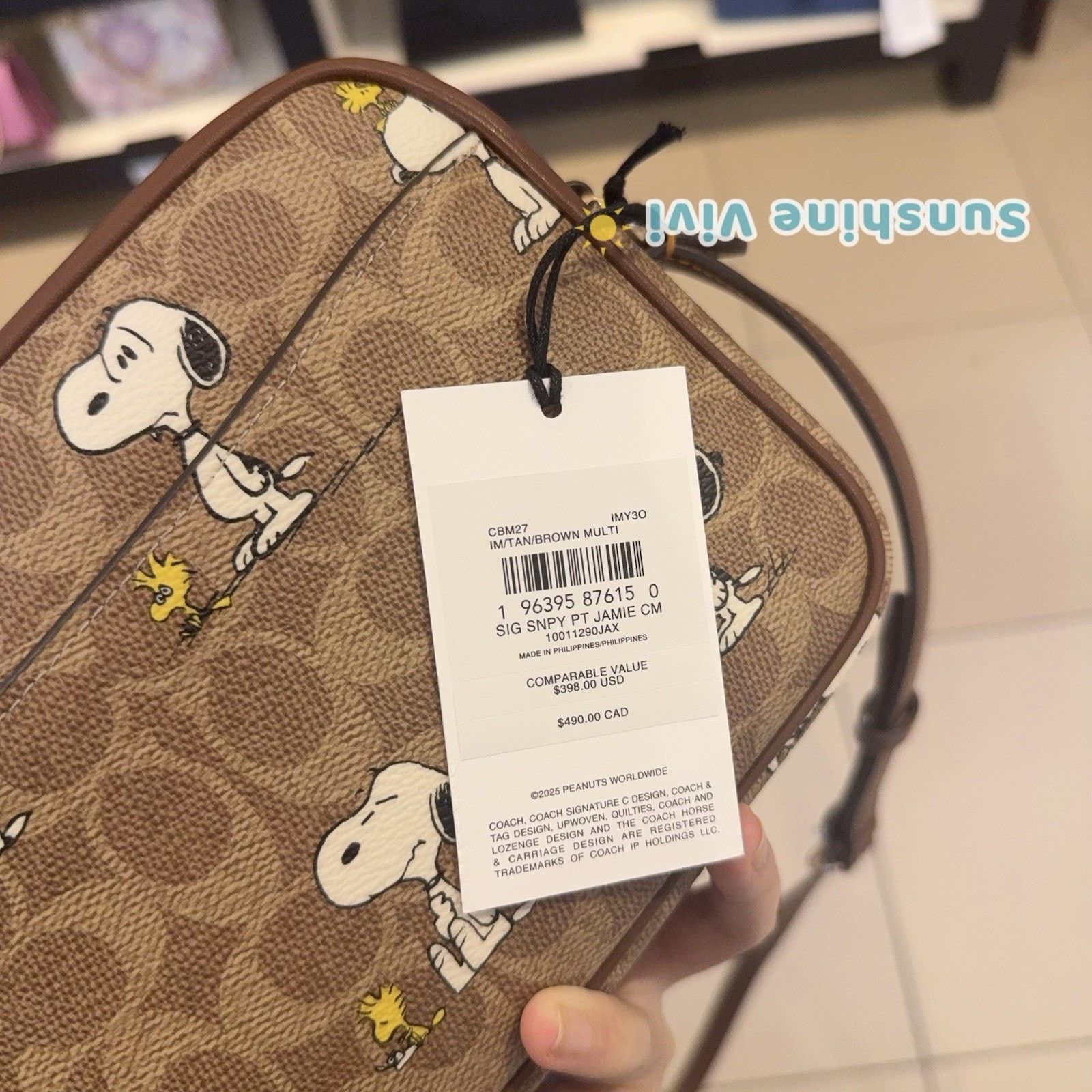 Coach NWT COACH x PEANUTS CBM27 Jamie Camera Bag Snoopy Tan Size ONE SIZE - 3 Thumbnail