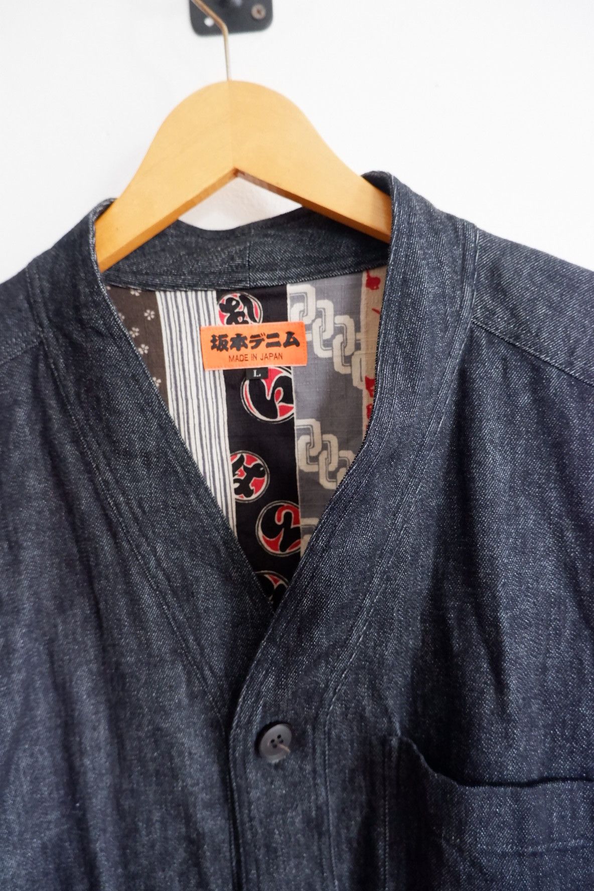 YOKO SAKAMOTO Sakamoto Japan Indigo Collarless Chore Denim Size US S / EU 44-46 / 1 - 2 Thumbnail