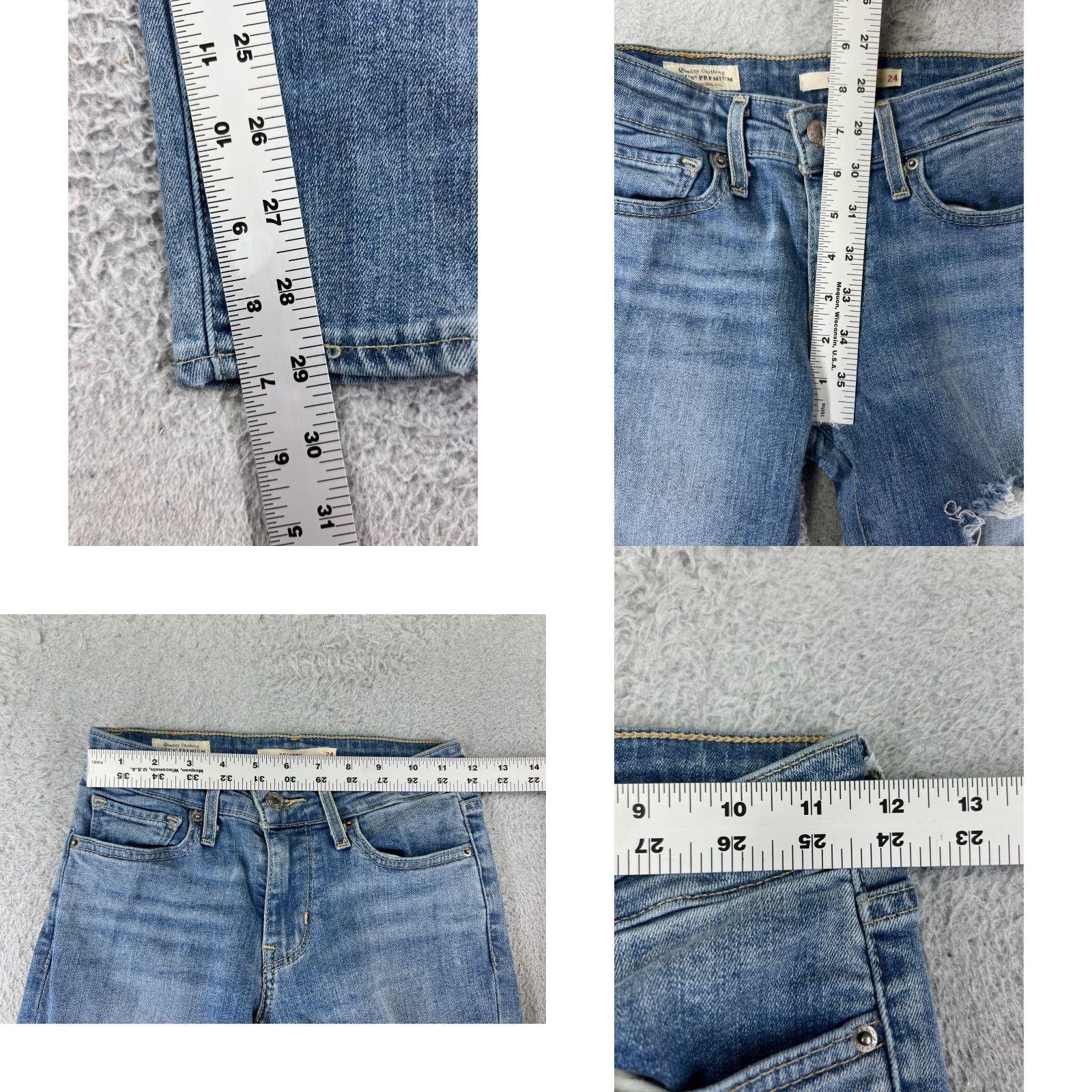Levi's Levi's Jeans Womens 24 Blue Denim Levi'S 710 Skinny Distressed Premium Pants Modern Retro Vintage No Size 42" / US 20 - 9 Thumbnail