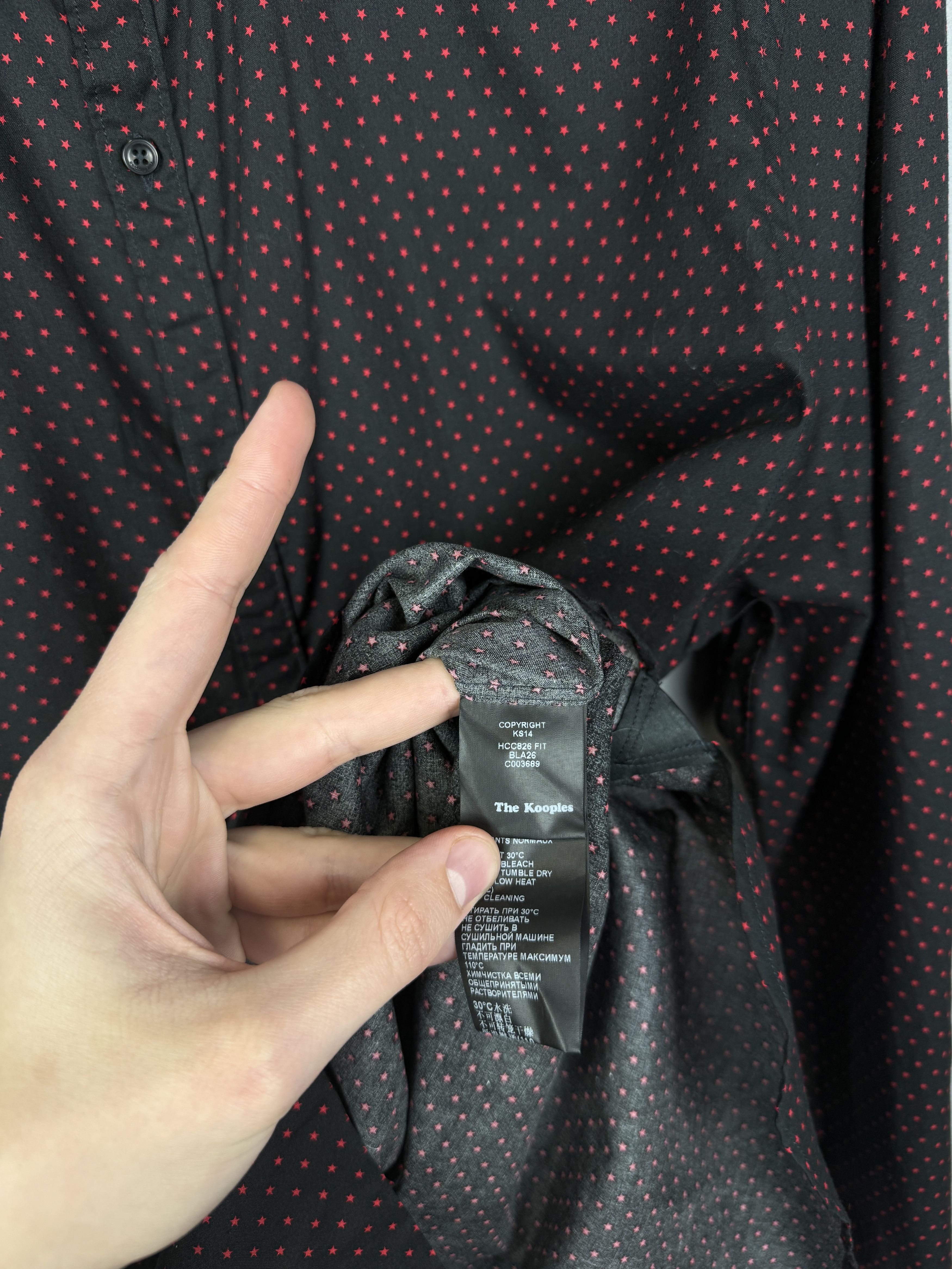 Designer × The Kooples The Kooples Fitted Shirt Monogram Stars Black/Red Button Up Size US XL / EU 56 / 4 - 6 Thumbnail