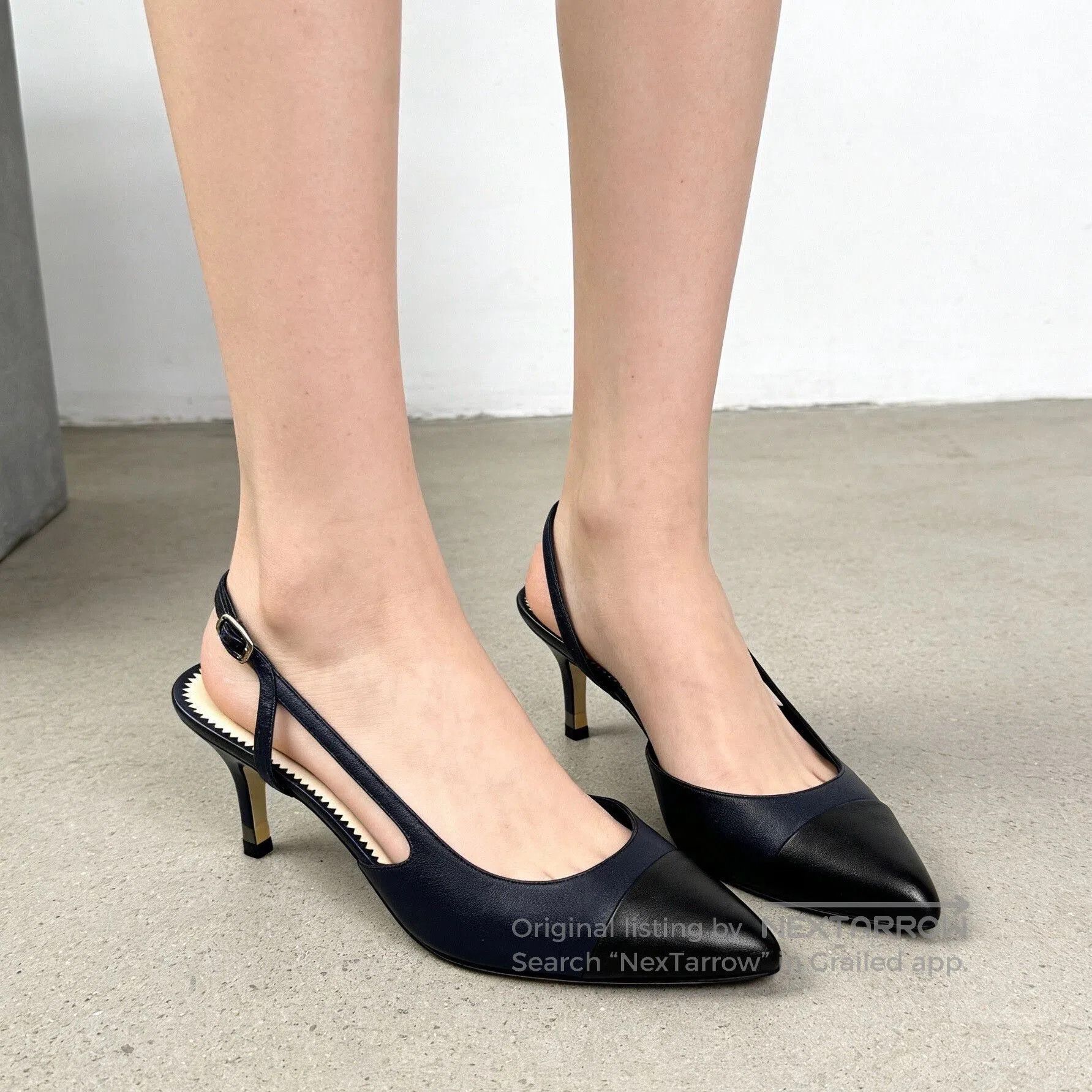 Chanel Chanel Black Leather Pointed Toe Heels. Size US 5.5 / IT 35.5 - 2 Thumbnail