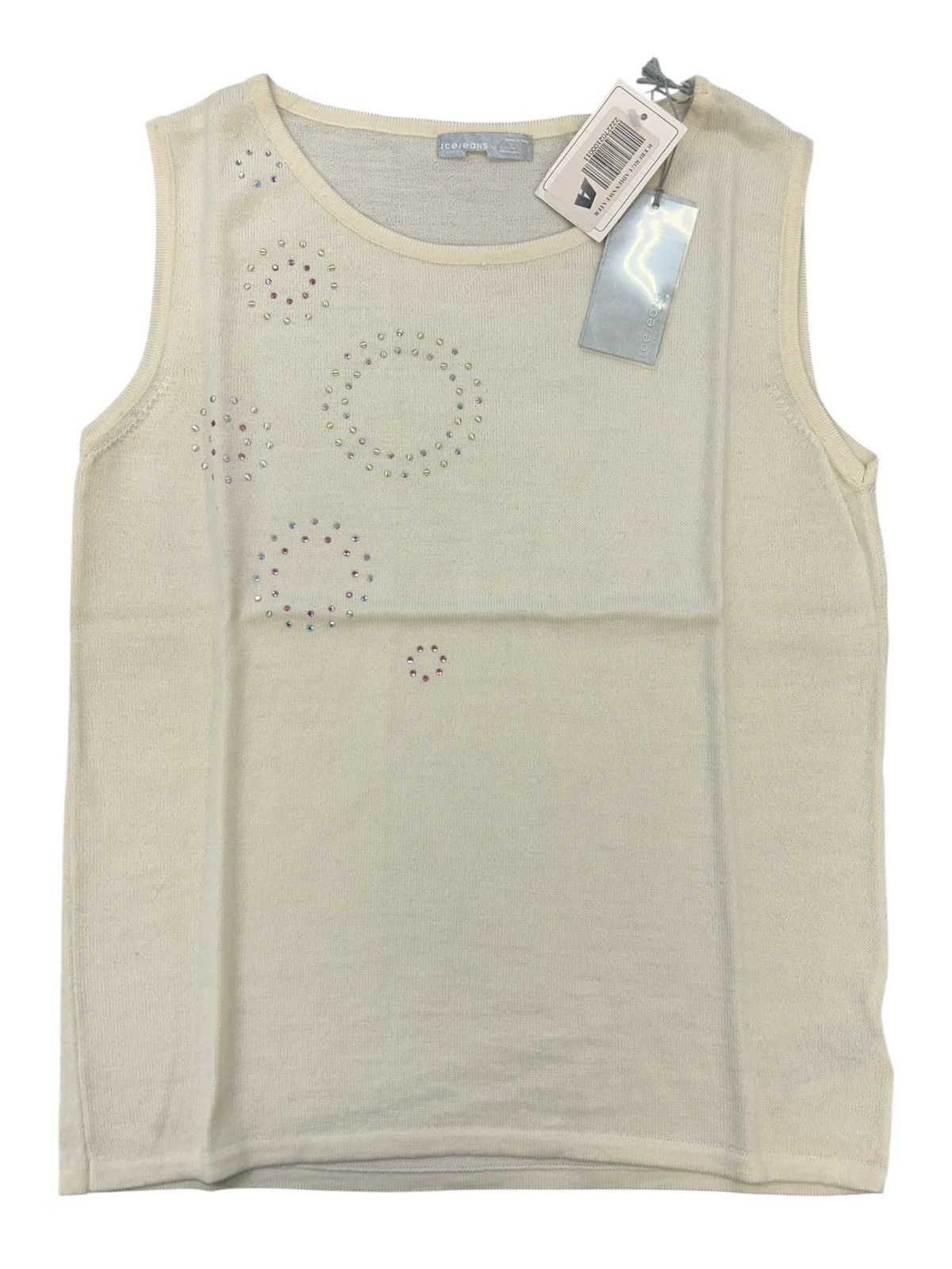Iceberg NWT Iceberg Ice Jeans Embellished Knit Tank Top Cream Size S Size S / US 4 / IT 40 - 2 Thumbnail