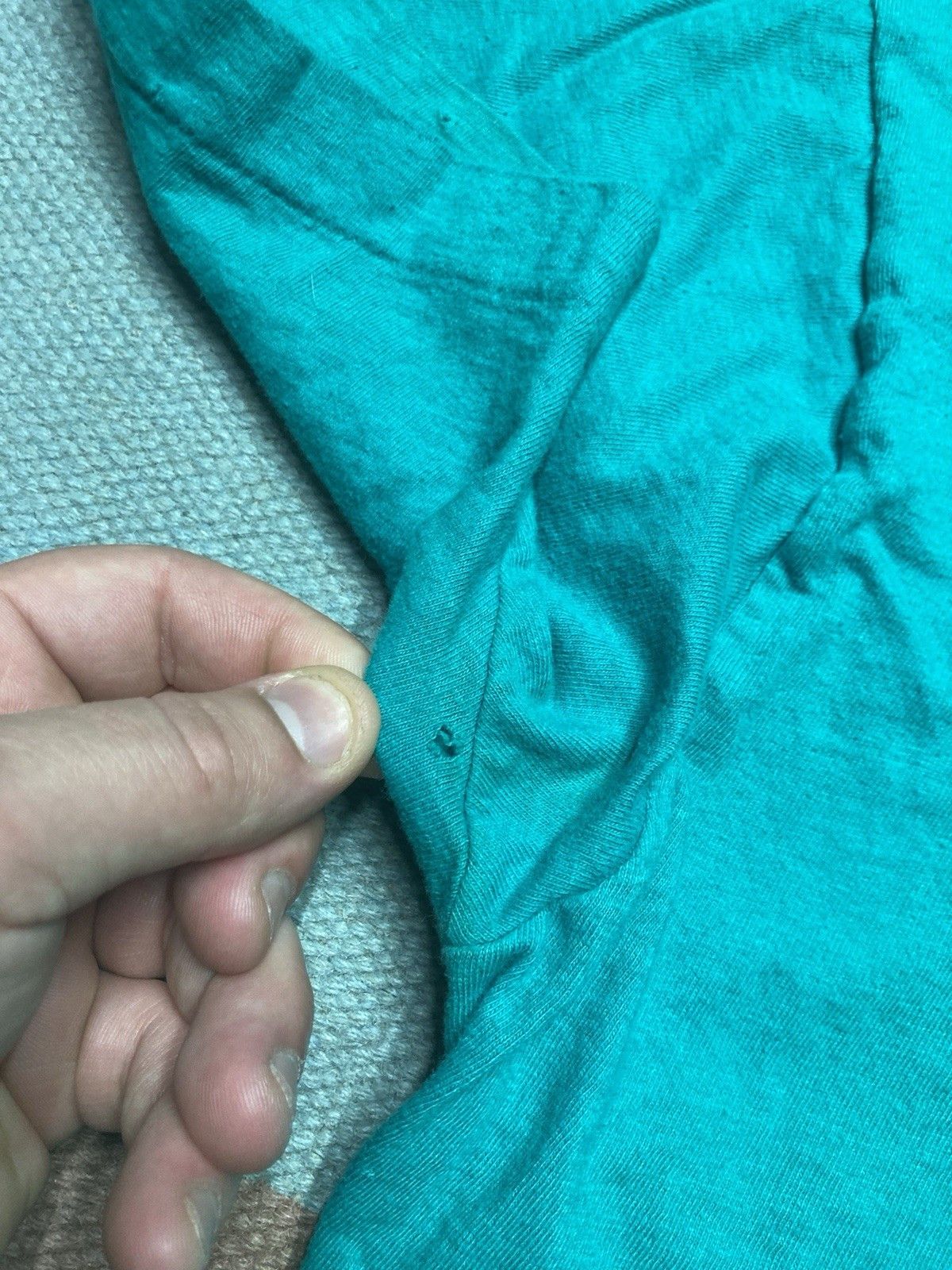 Vintage 80s pocket t shirt blank teal turquoise aqua soft cotton M Size US M / EU 48-50 / 2 - 6 Thumbnail