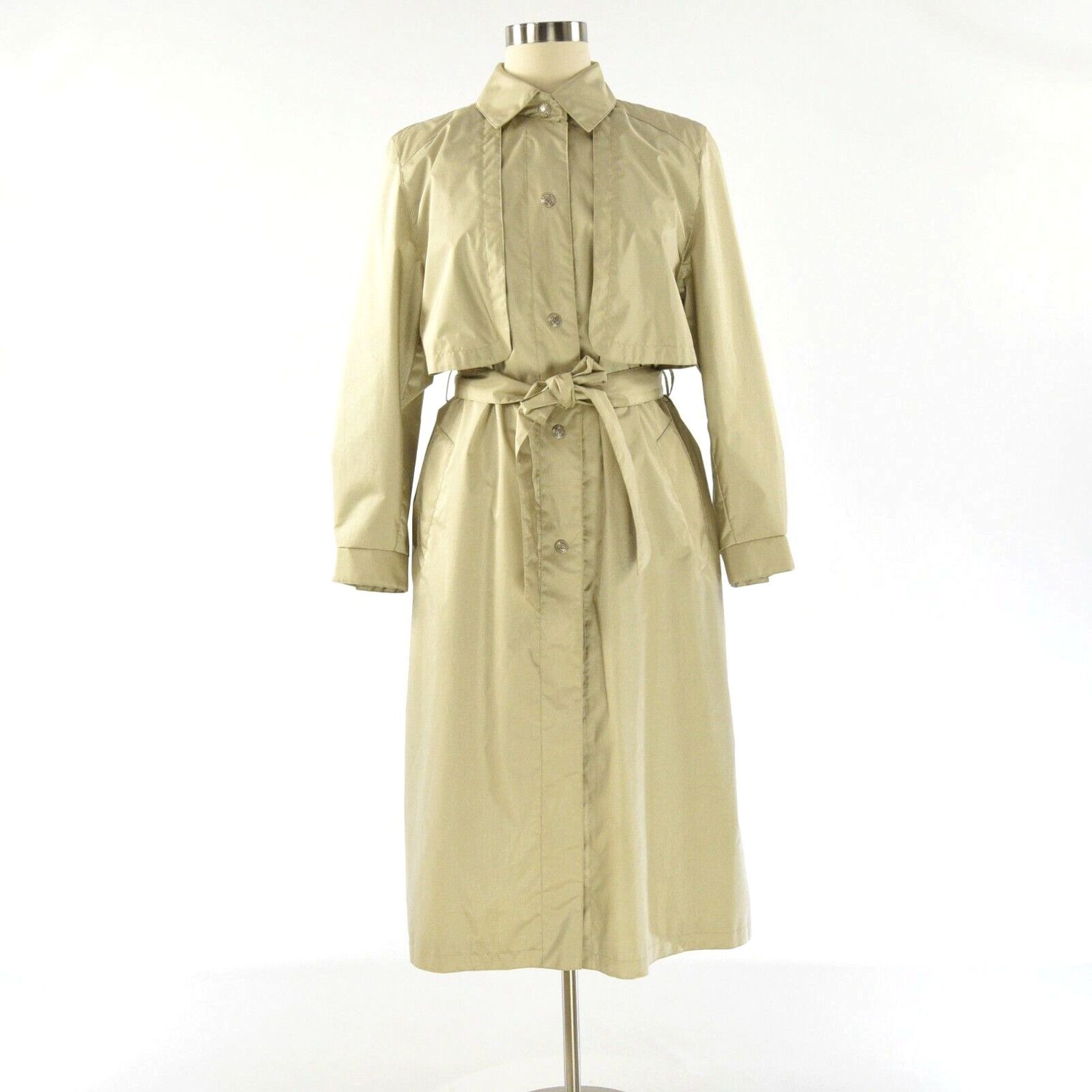 image of Rains 90's Vintage Champaign Beige Rain Coat Chiango Designer Womens 14 in White (Size XL)