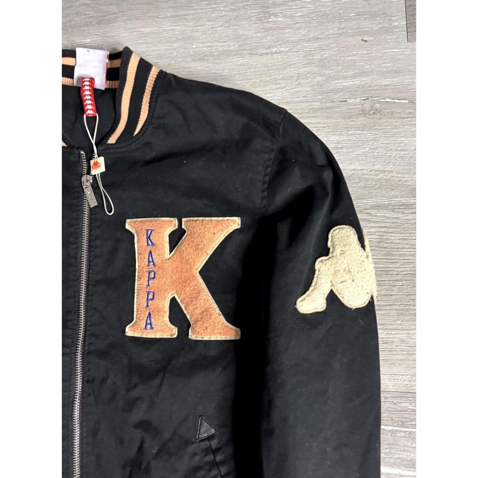 Kappa Kappa Jacket Mens M Black Varsity Full Zip Chenille Logo Sleeves Cotton Canvas Pockets Zipper Vintage No Size US M / EU 48-50 / 2 - 2 Thumbnail