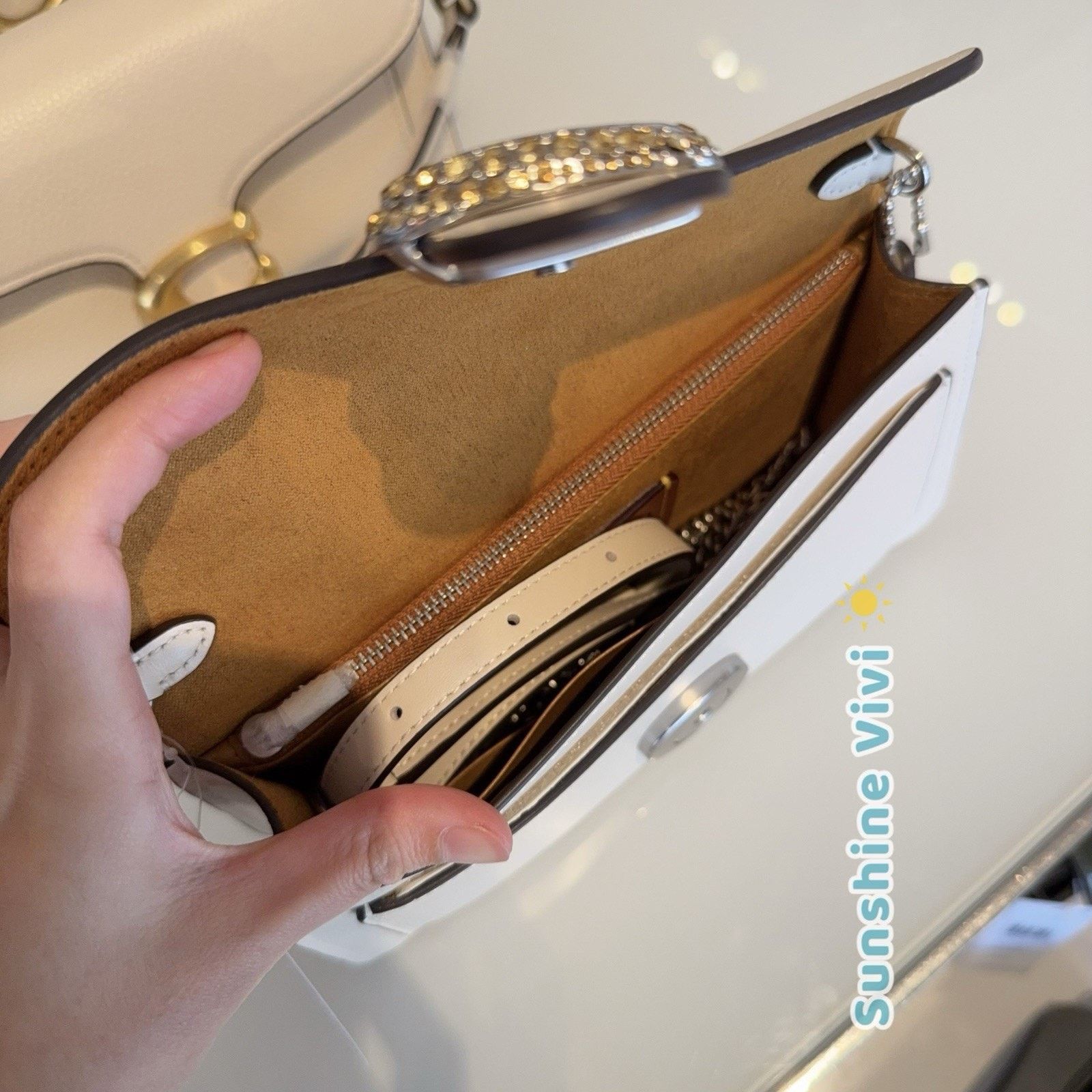 Coach NWT Coach CX245 Tabby Chain Clutch Bag Pave Crystals Chalk Size ONE SIZE - 7 Thumbnail