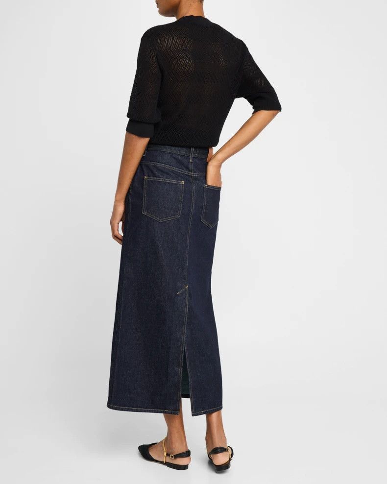Loulou de Saison o1s22i1n1024 Rona Denim Midi Skirt in Blue Size 28" / US 6 / IT 42 - 3 Thumbnail
