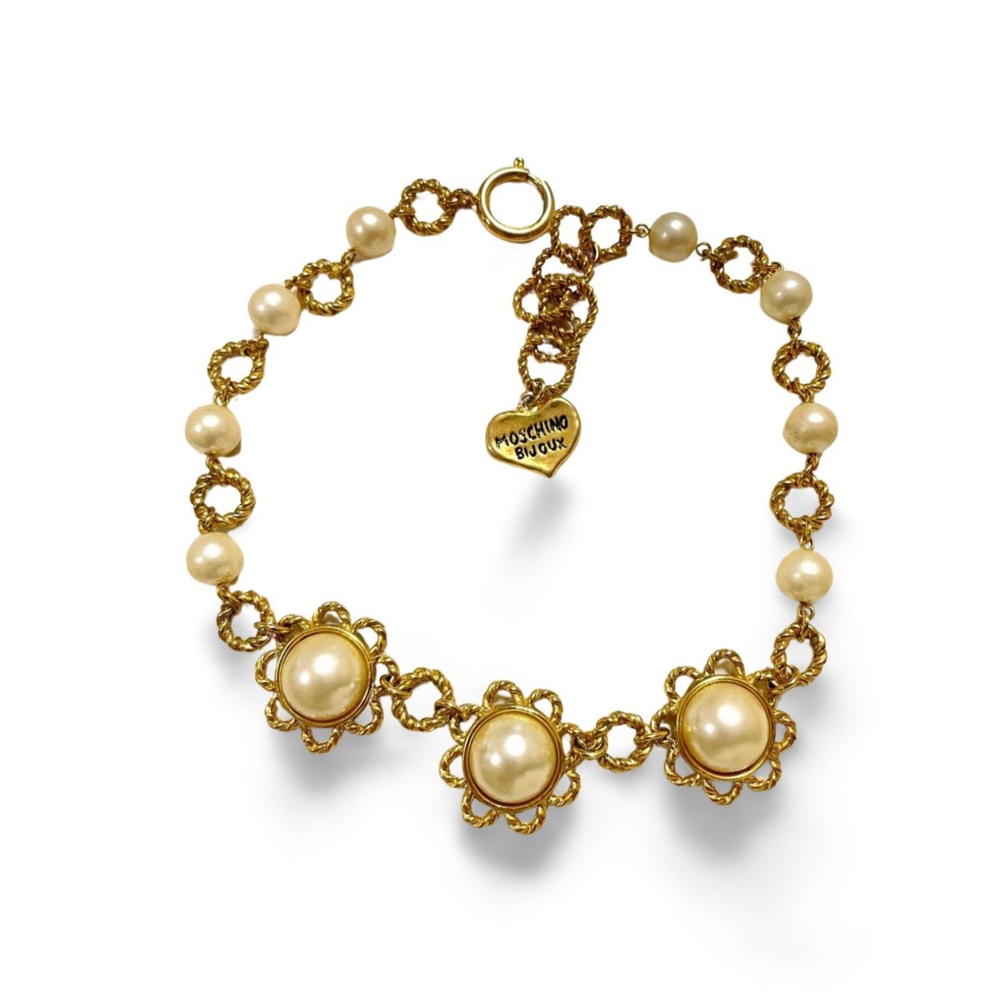 Moschino Vintage Moschino twisted chain necklace with pearl flowers Size ONE SIZE - 2 Thumbnail