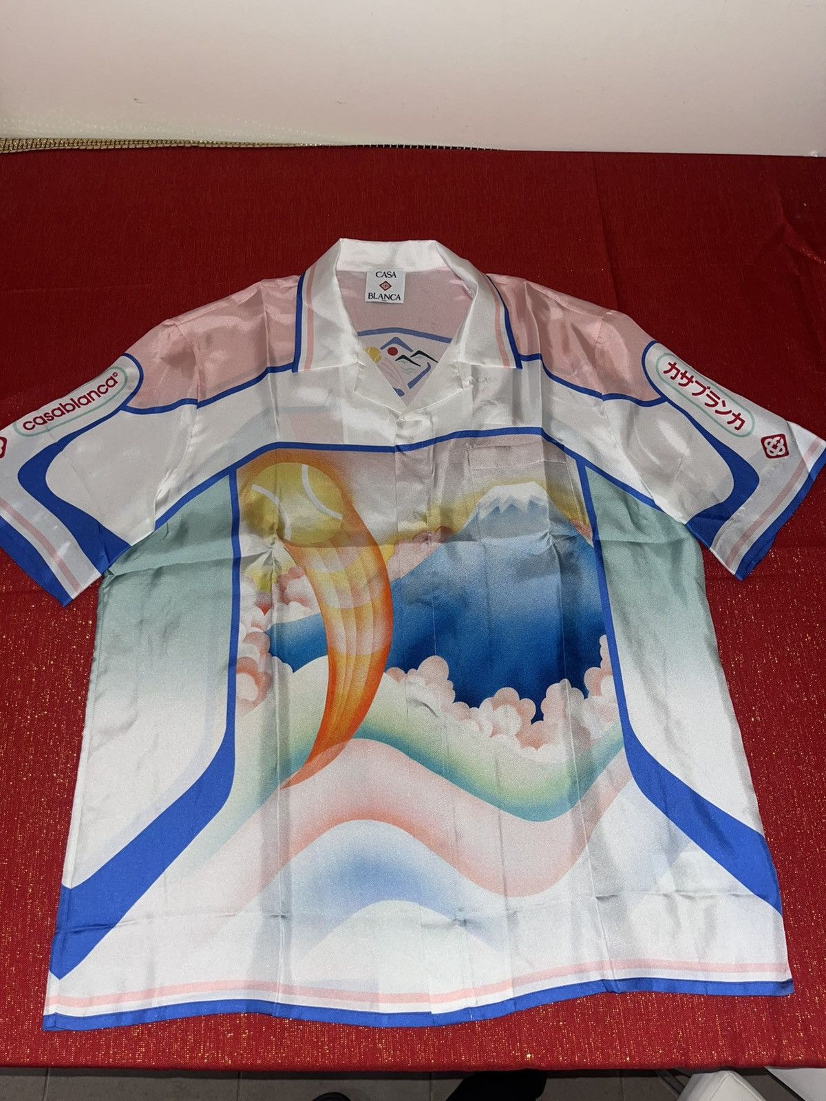 Casablanca Fuji Dream Cuban Collar Short Sleeve Shirt Sz XL Size US XL / EU 56 / 4 - 17 Thumbnail