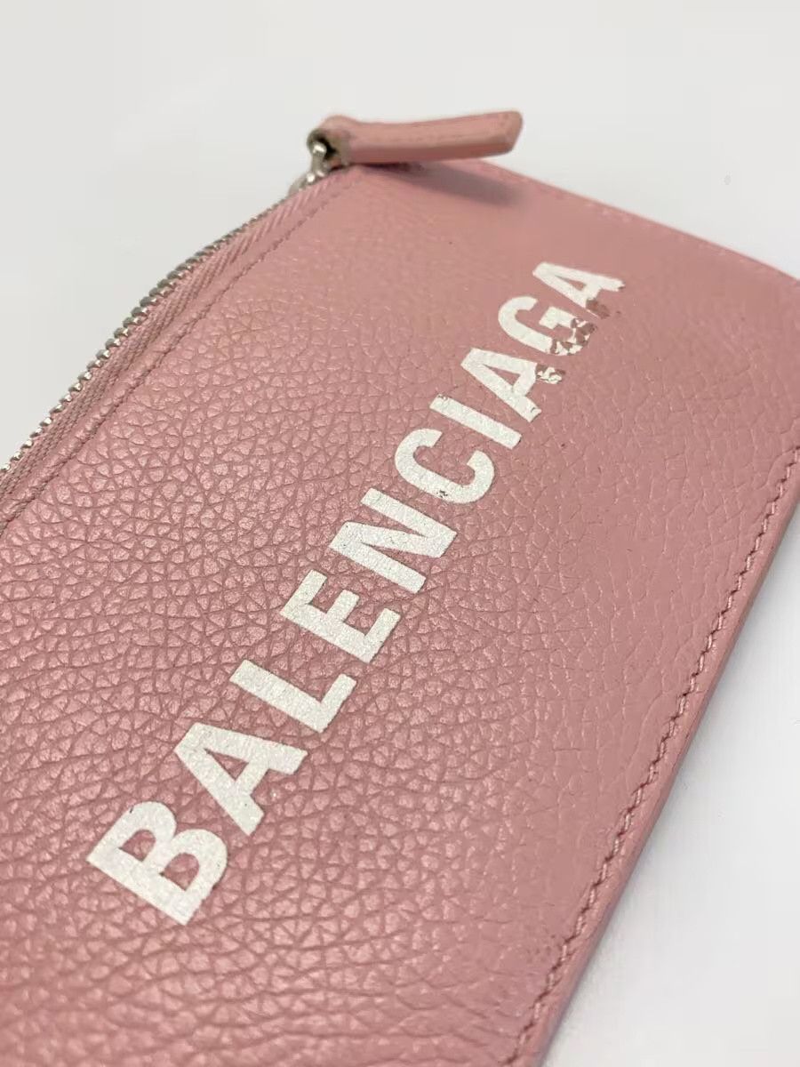 Balenciaga Balenciaga Sheepskin Card Case Pink Logo Scratched Size ONE SIZE - 3 Thumbnail