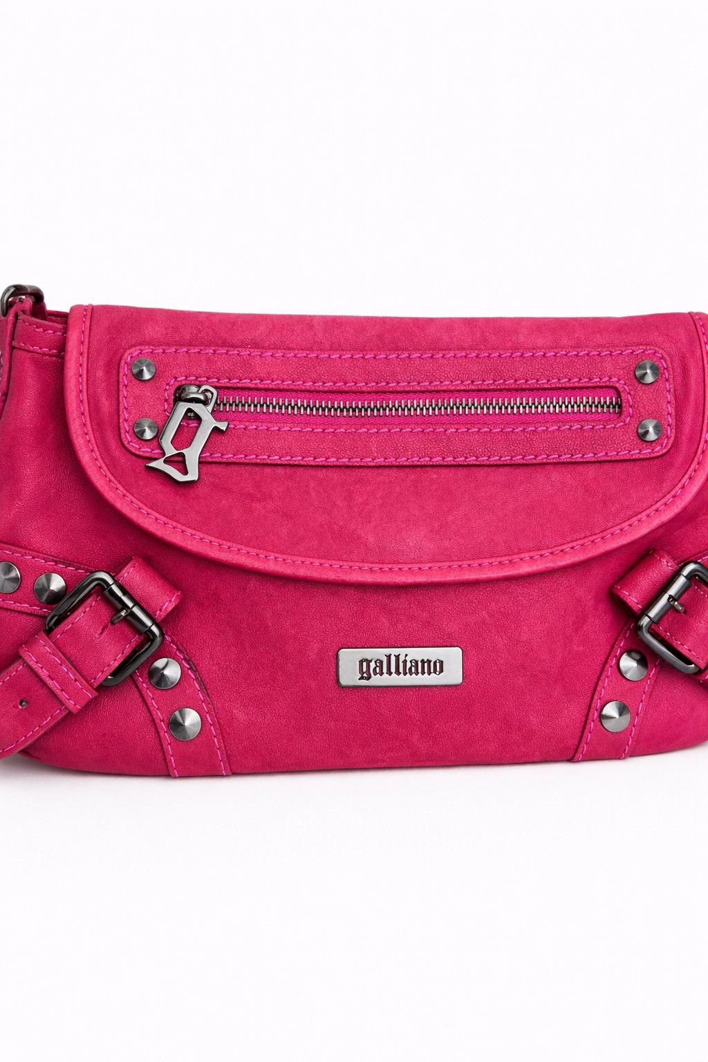 John Galliano John Galliano Pink Studded Leather Gazette Shoulder Bag Size ONE SIZE - 8 Thumbnail
