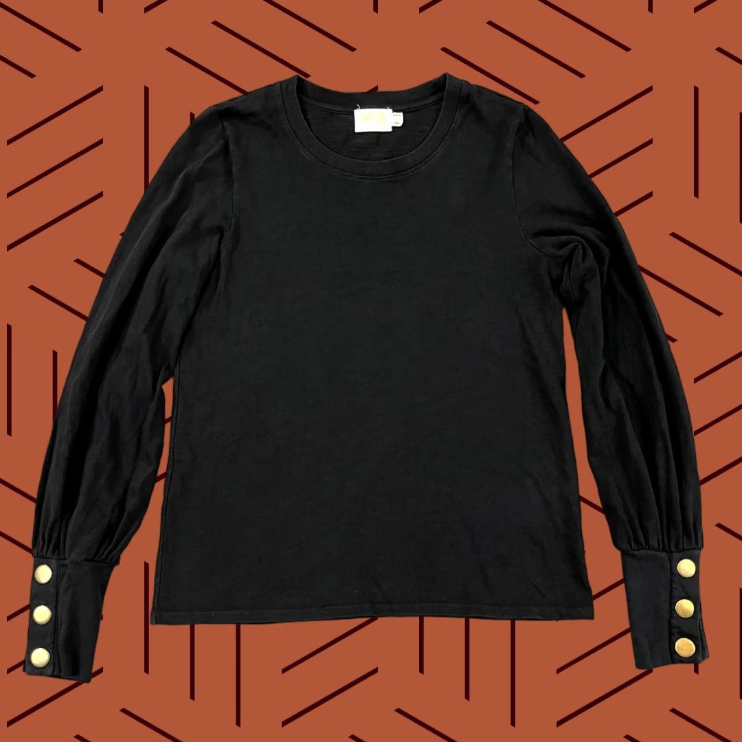 P.E Nation VINTAGE Nation Women's Long Sleeve T-Shirt Crew Neck Black Small Snap Top Casual, Travel, Workwear Size S / US 4 / IT 40 - 1 Thumbnail
