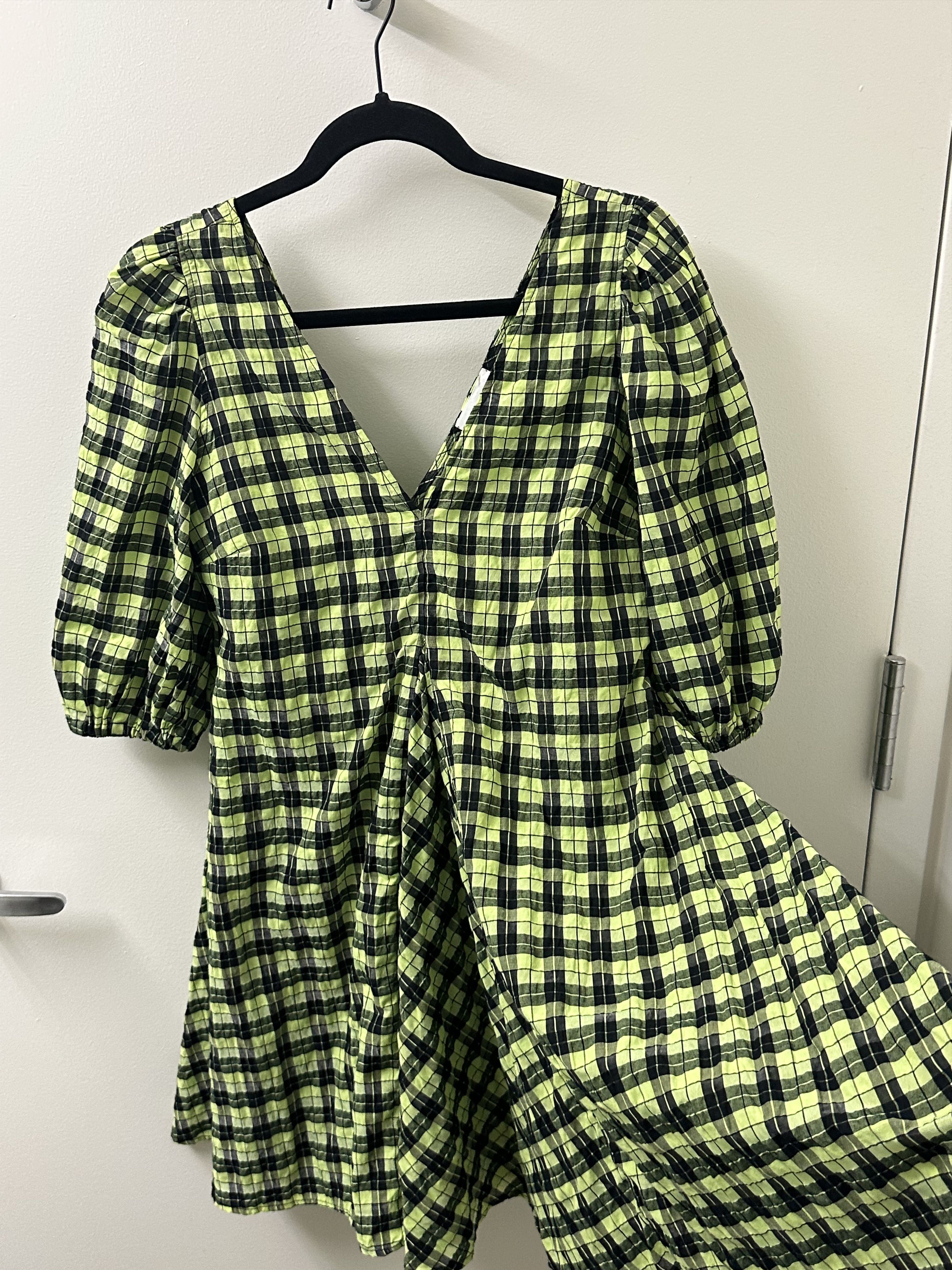 Ganni Ganni Plaid Print Cute Mini Dress Size XXS / US 00 / IT 34 - 3 Thumbnail