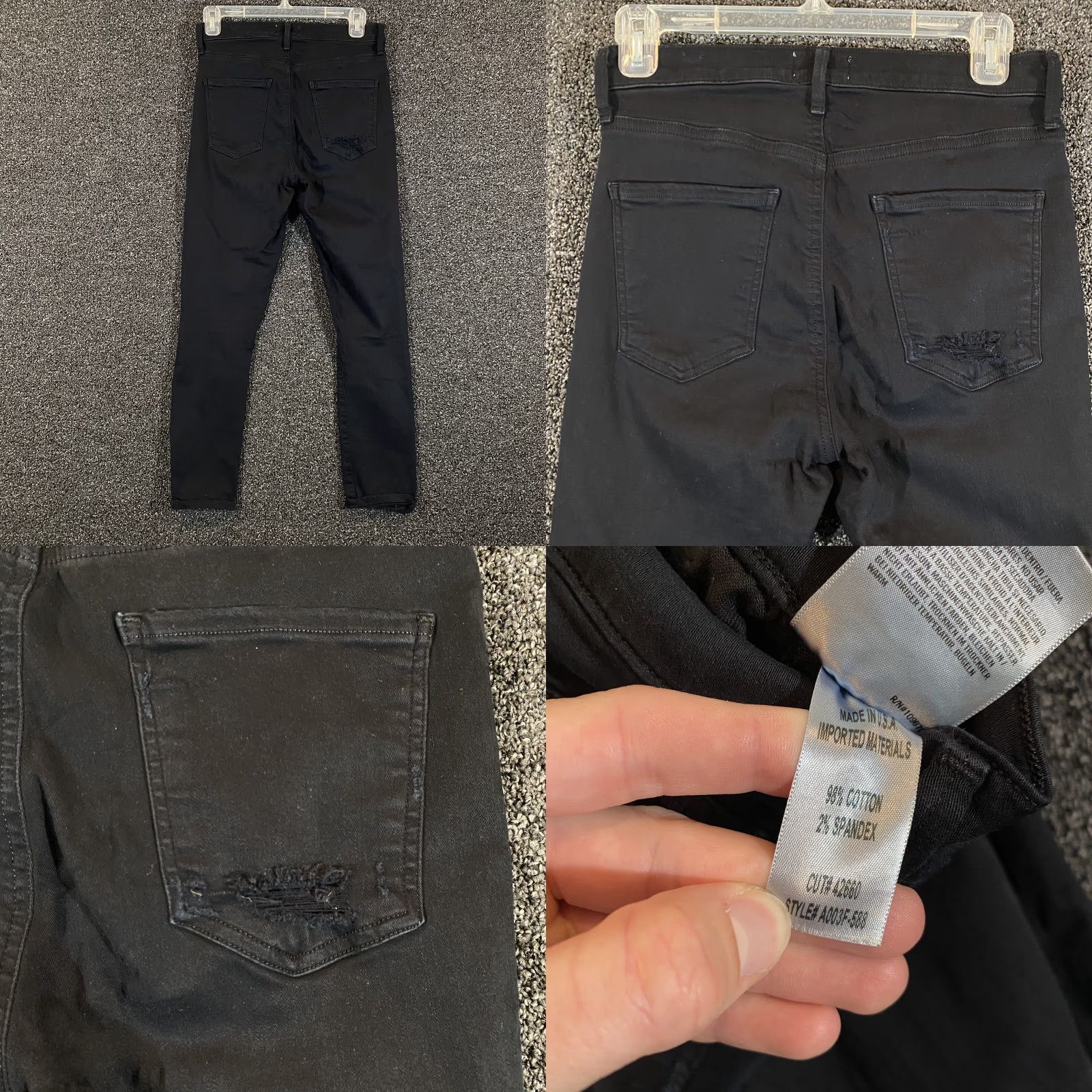 Agolde AGOLDE Sophie High Rise Skinny Jeans Womens 28 Moonstruck Black Distressed Jeans Slim Fit Size 28" / US 6 / IT 42 - 8 Thumbnail