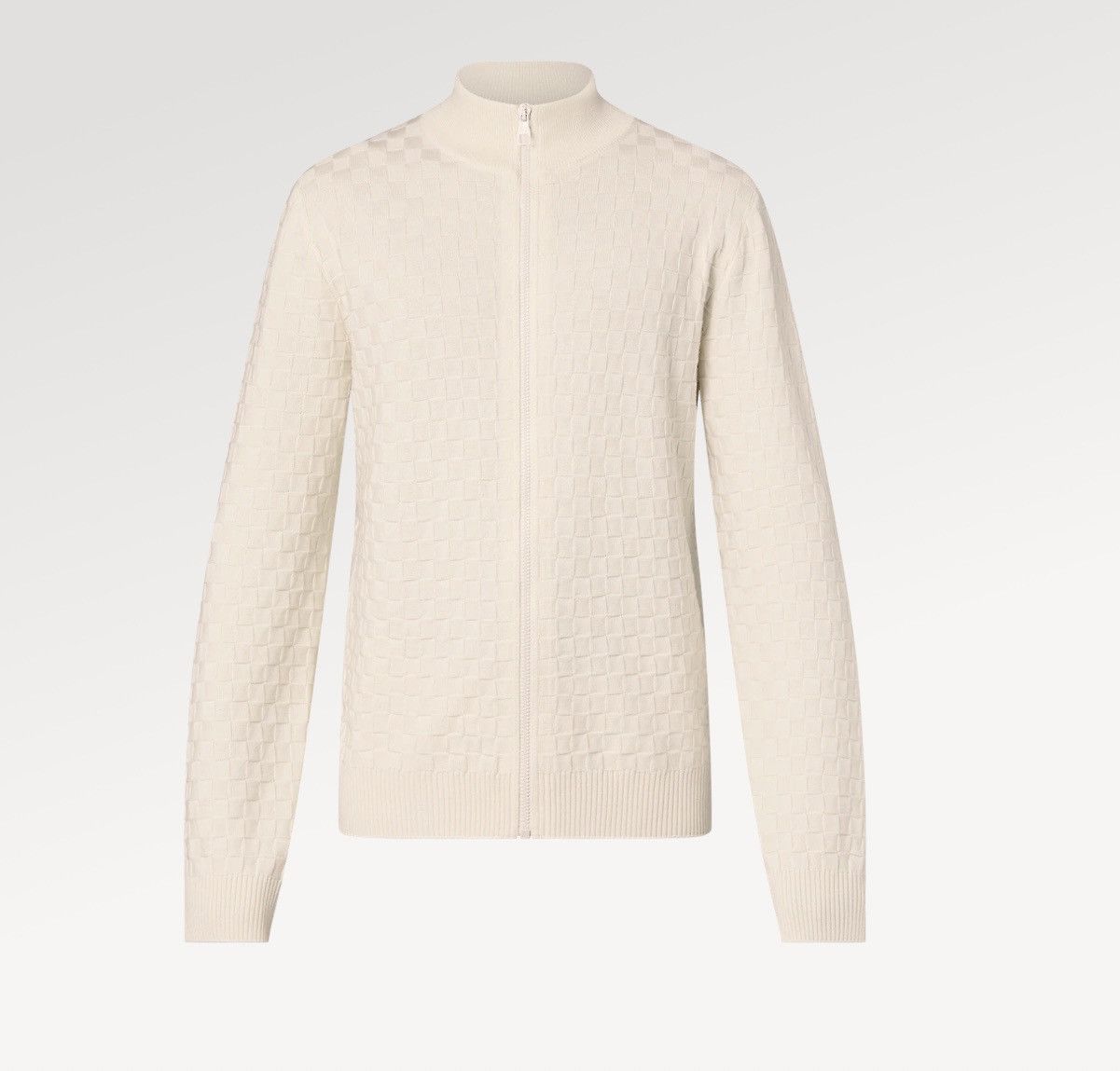 Louis Vuitton White Damier Zip Up Wool Cardigan – Savonches