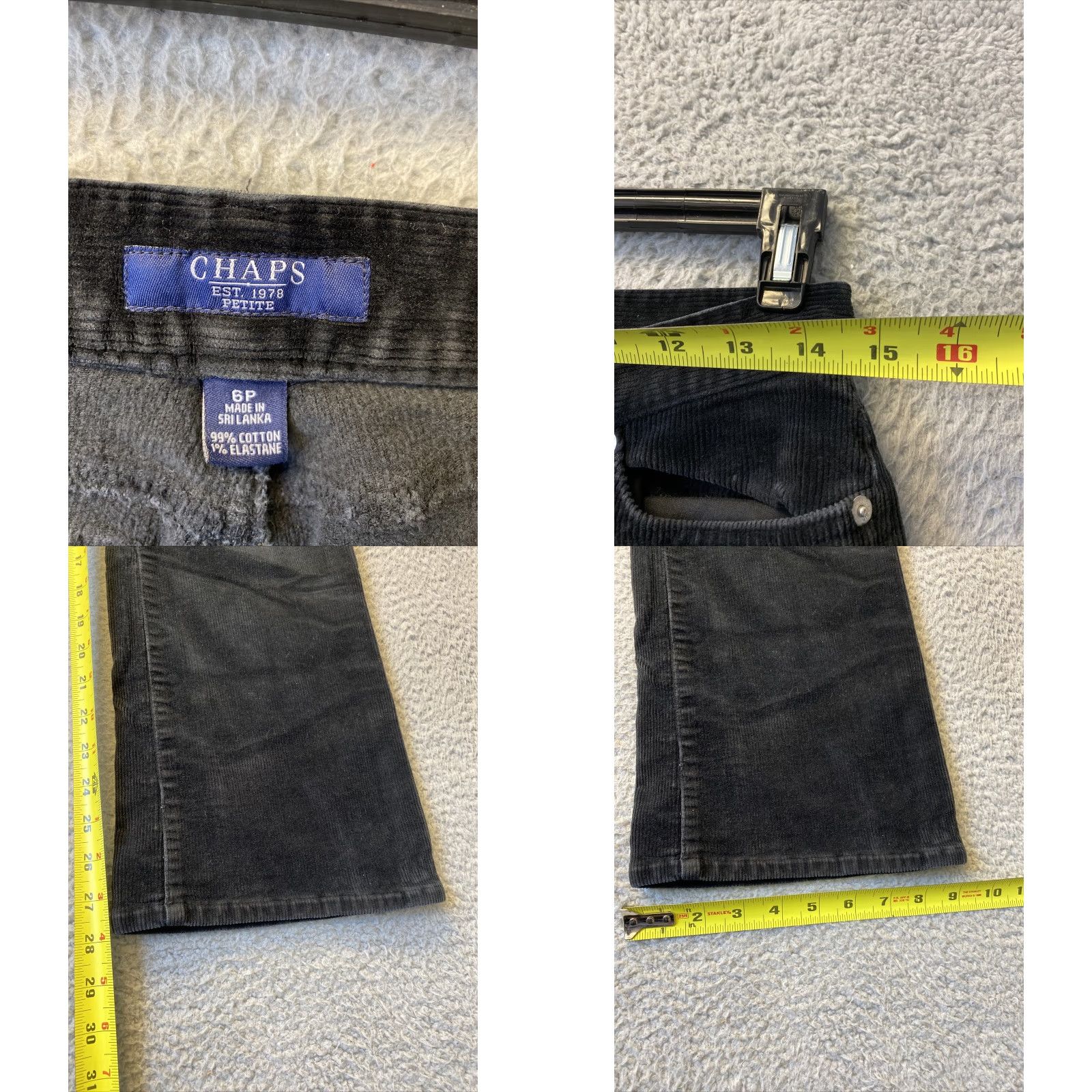 Chaps CHAPS Corduroy Pants Women’s 6P Black Flat Front Straight Leg Petites Size 28" / US 6 / IT 42 - 8 Thumbnail