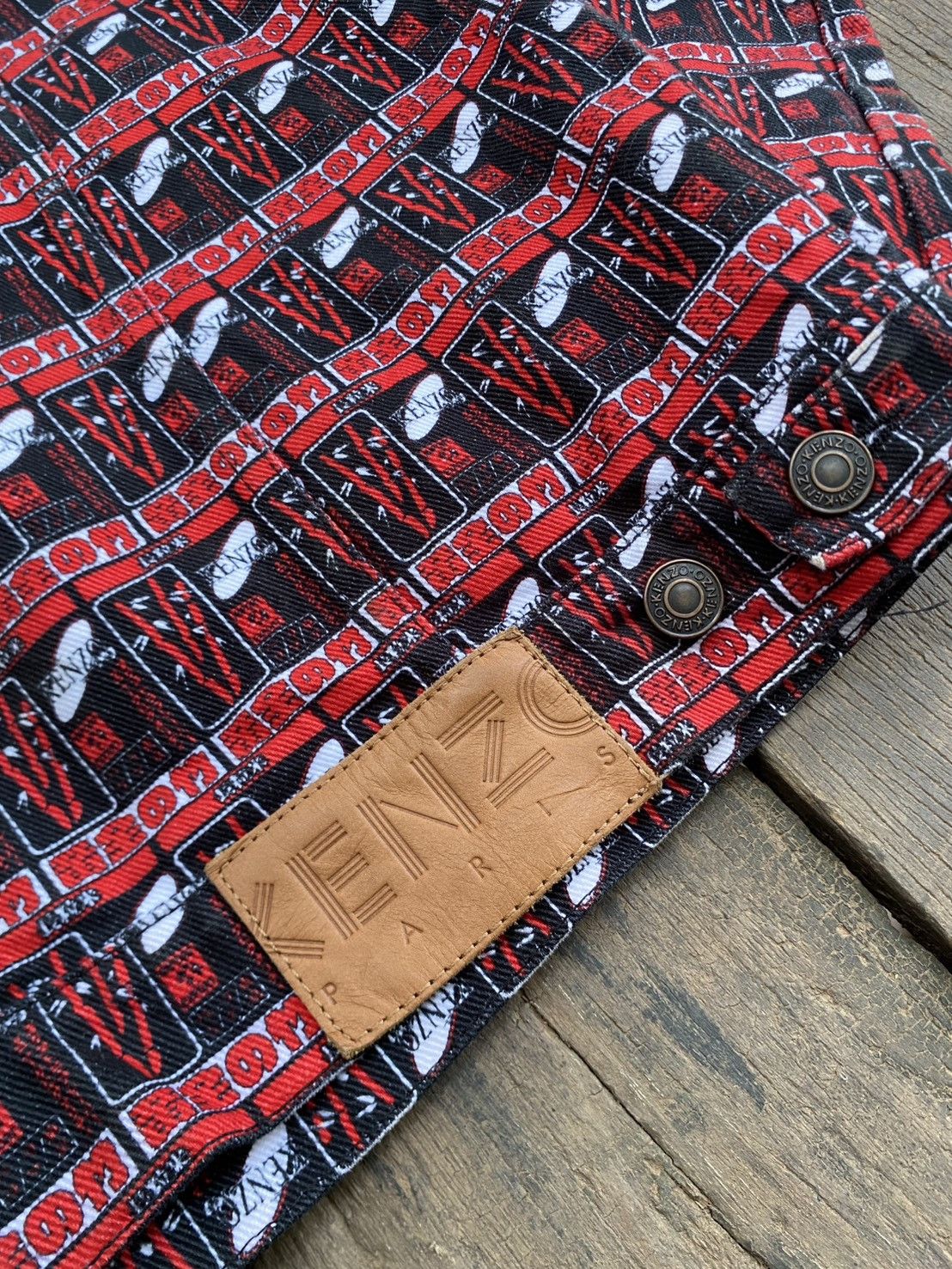 Kenzo Rare SS19 Kenzo Paris AOP rice bag punk style trucker jacket Size US S / EU 44-46 / 1 - 3 Thumbnail