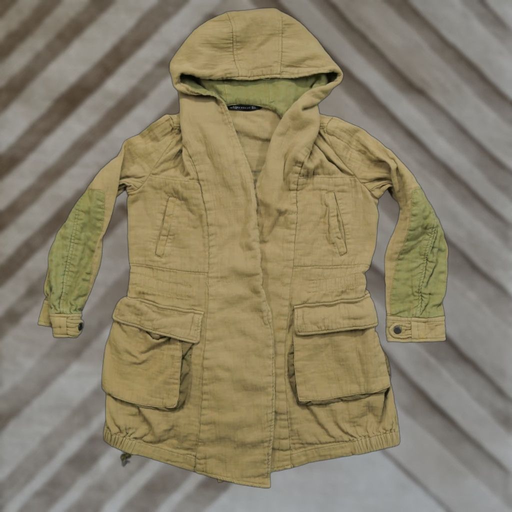 Zara Zara Jacket Womens XS X Small Tan Brown Gauze Hooded Military Size XS / US 0-2 / IT 36-38 - 1 Thumbnail