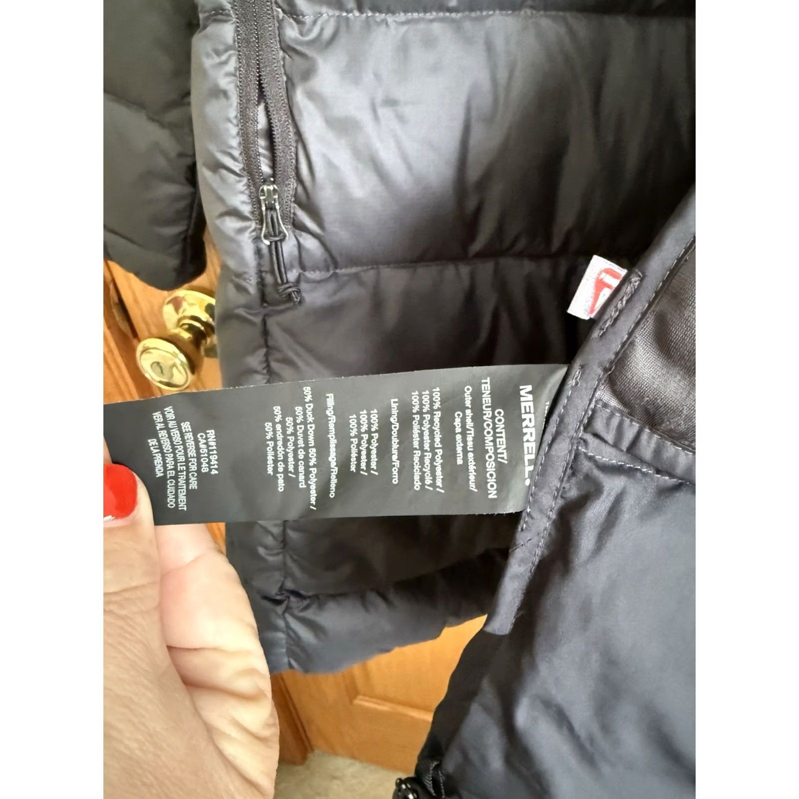 Merrell MERRELL Black Hooded Puffer Insulated Jacket Mid Length Full-Zip Size M Women's Size M / US 6-8 / IT 42-44 - 6 Thumbnail
