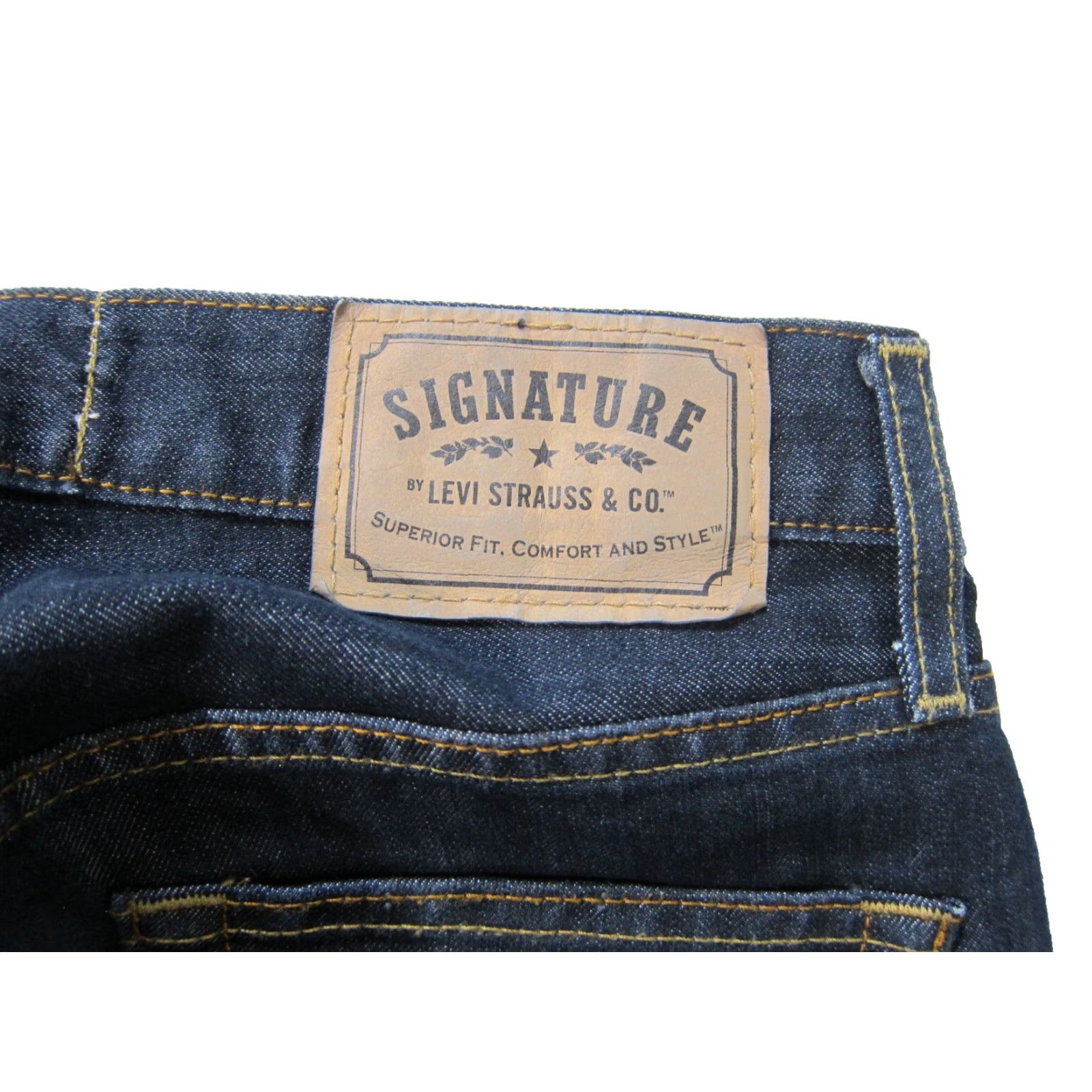 Levi's Levi's Signature Cotton Stretch Dark Wash Slim Straight Fit Jeans Men 30 Size US 30 / EU 46 - 7 Thumbnail