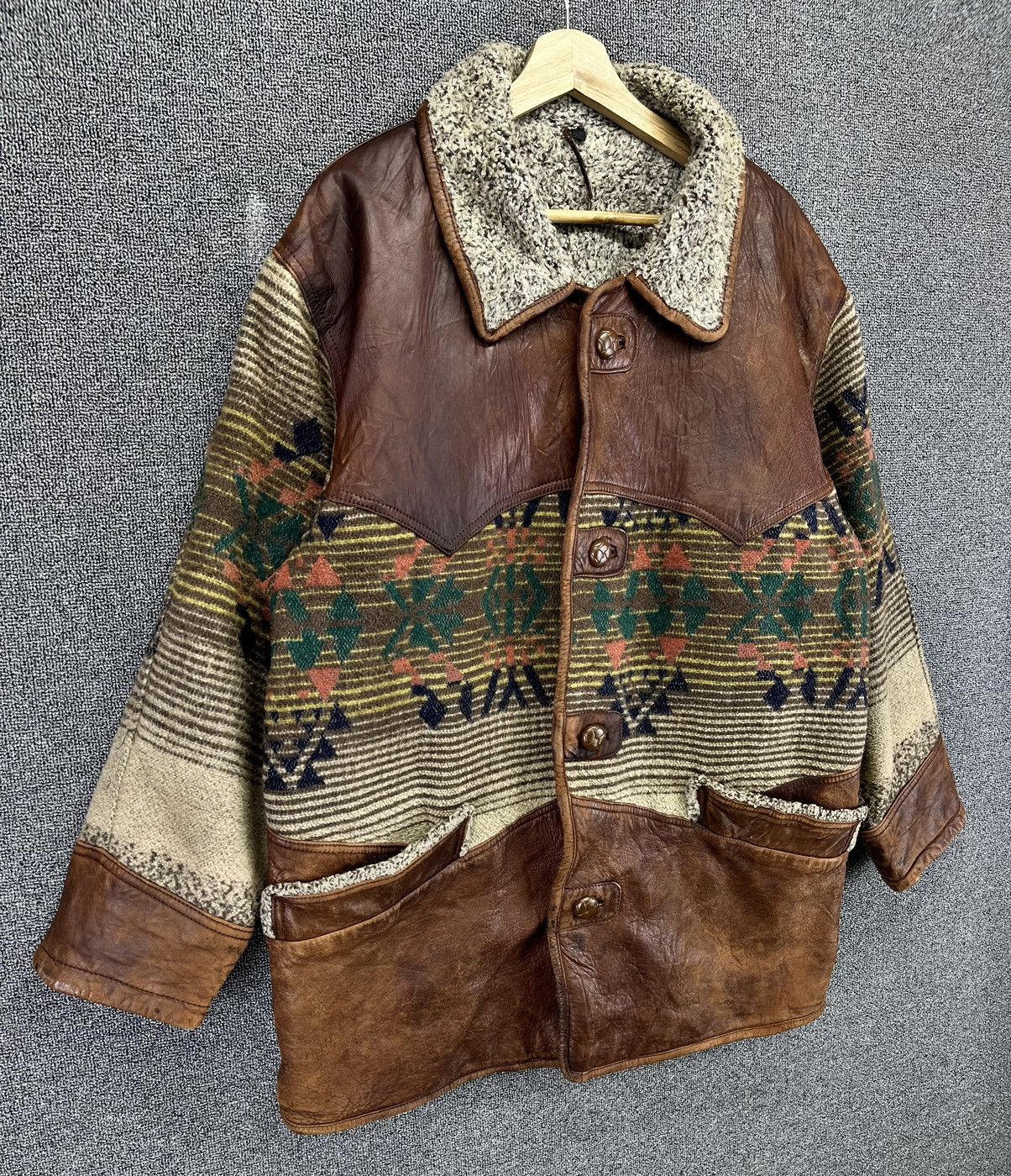 Japanese Brand Vintage Japanese Sherpa Rare Leather Jacket Size US M / EU 48-50 / 2 - 2 Thumbnail