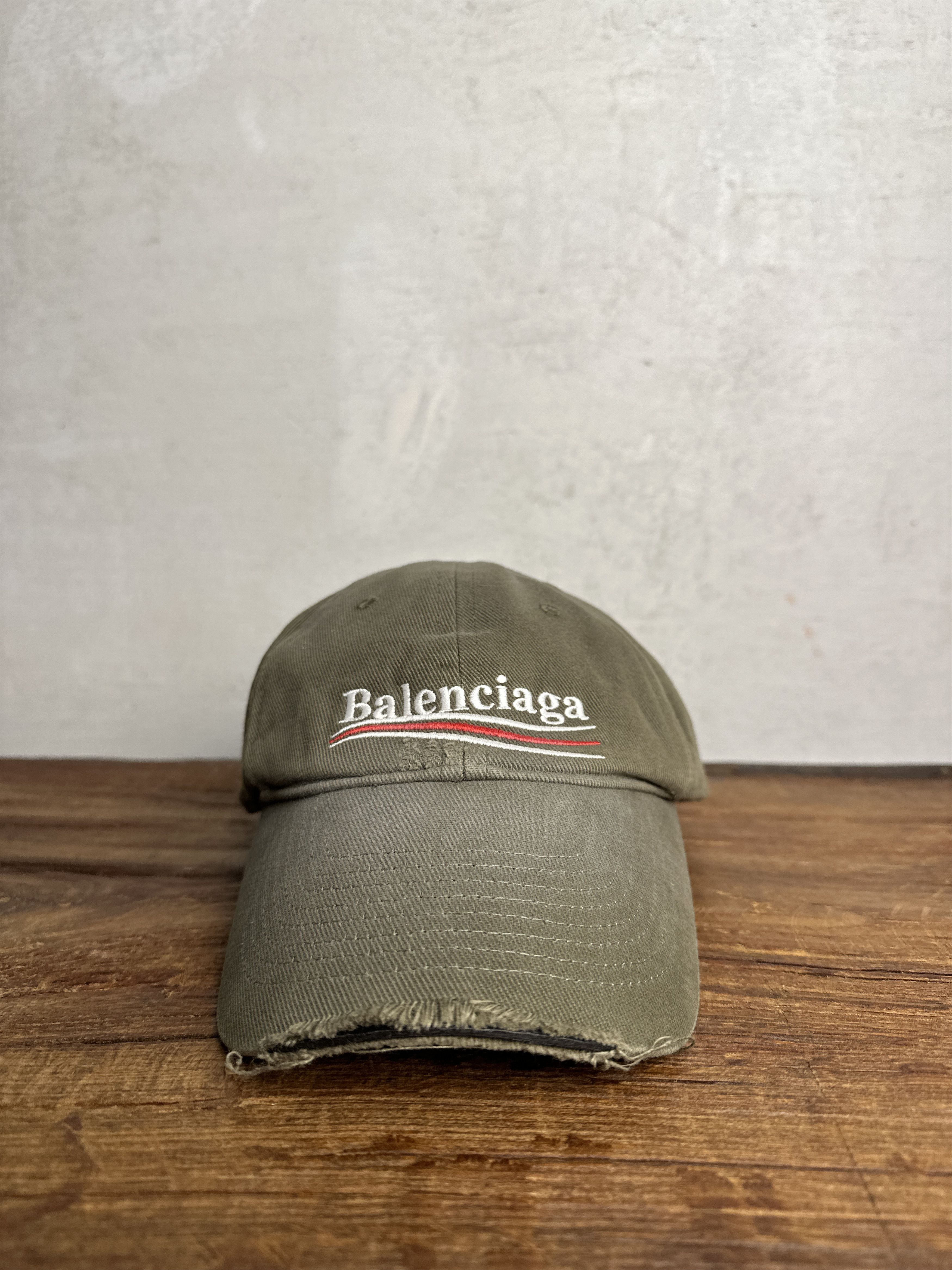 Balenciaga Balenciaga Political Campaign Destroyed Khaki Cap Size ONE SIZE - 3 Thumbnail