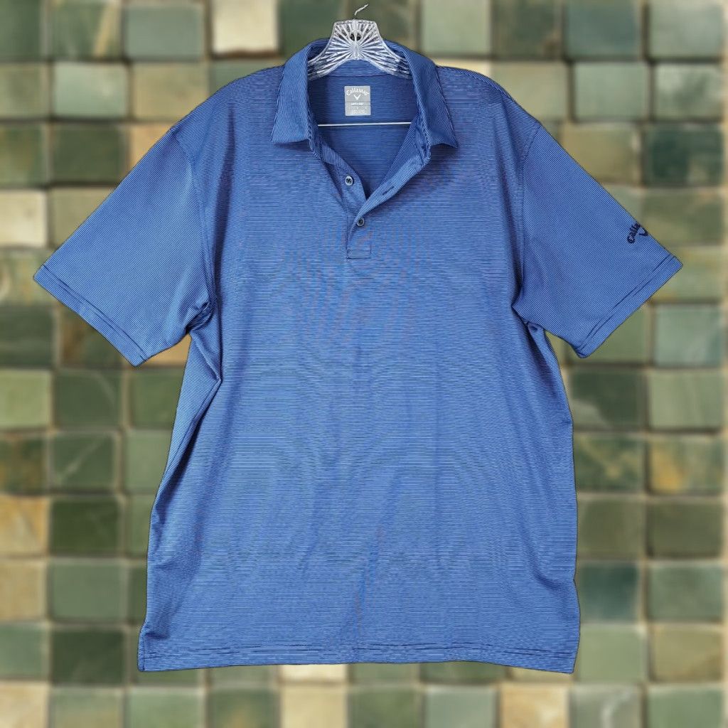 Callaway Callaway Opti-Dri Polo Men Size L Blue Striped Short Sleeve Size US L / EU 52-54 / 3 - 1 Thumbnail