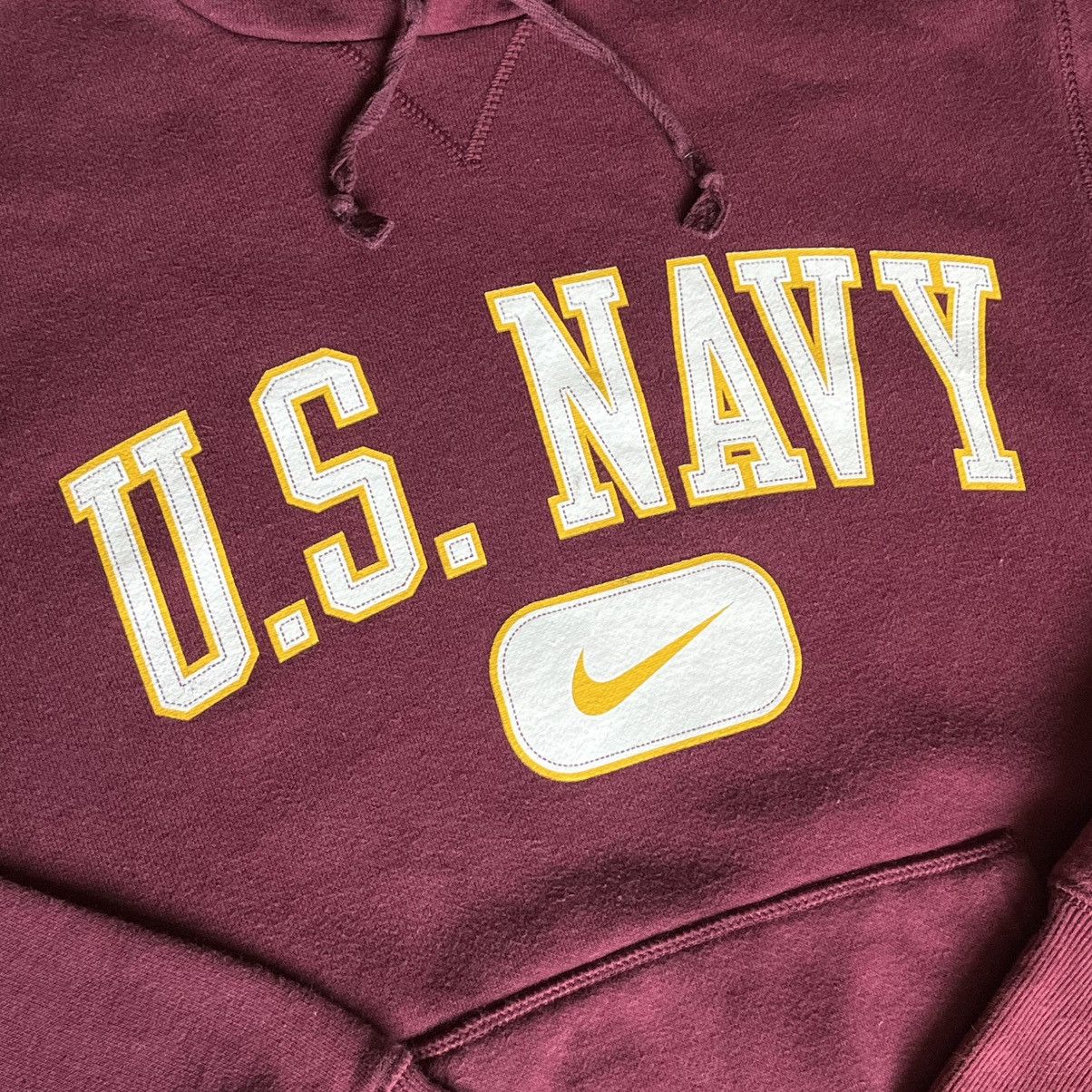 Nike × Vintage Vintage 2000s Nike U.S. Navy Center Swoosh Logo Hoodie Red Size US S / EU 44-46 / 1 - 4 Thumbnail