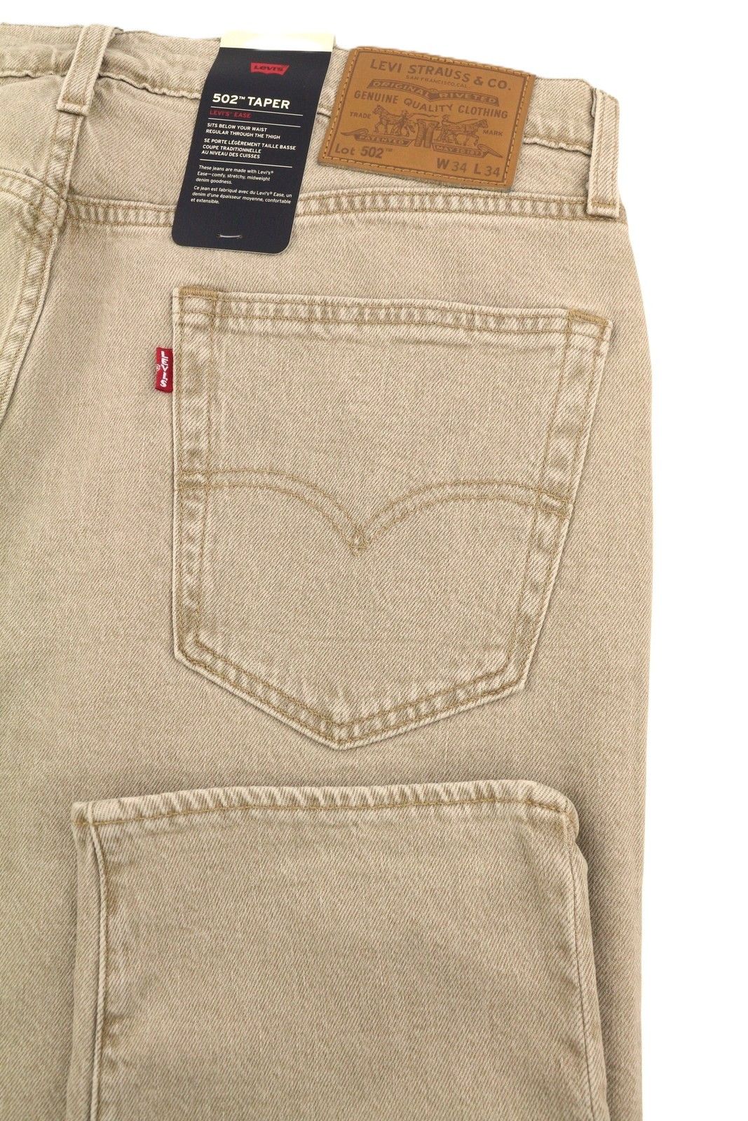 Levi's 502 W34/L34 Beige Big E Taper Zip Jeans 87079 Size US 34 / EU 50 - 5 Thumbnail
