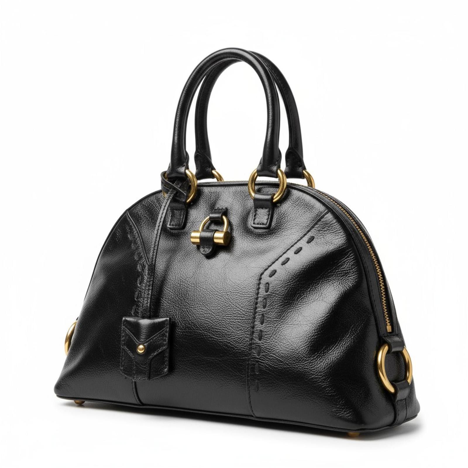 Saint Laurent Paris Saint Laurent - Black Leather Satchel Bag Size ONE SIZE - 1 Thumbnail