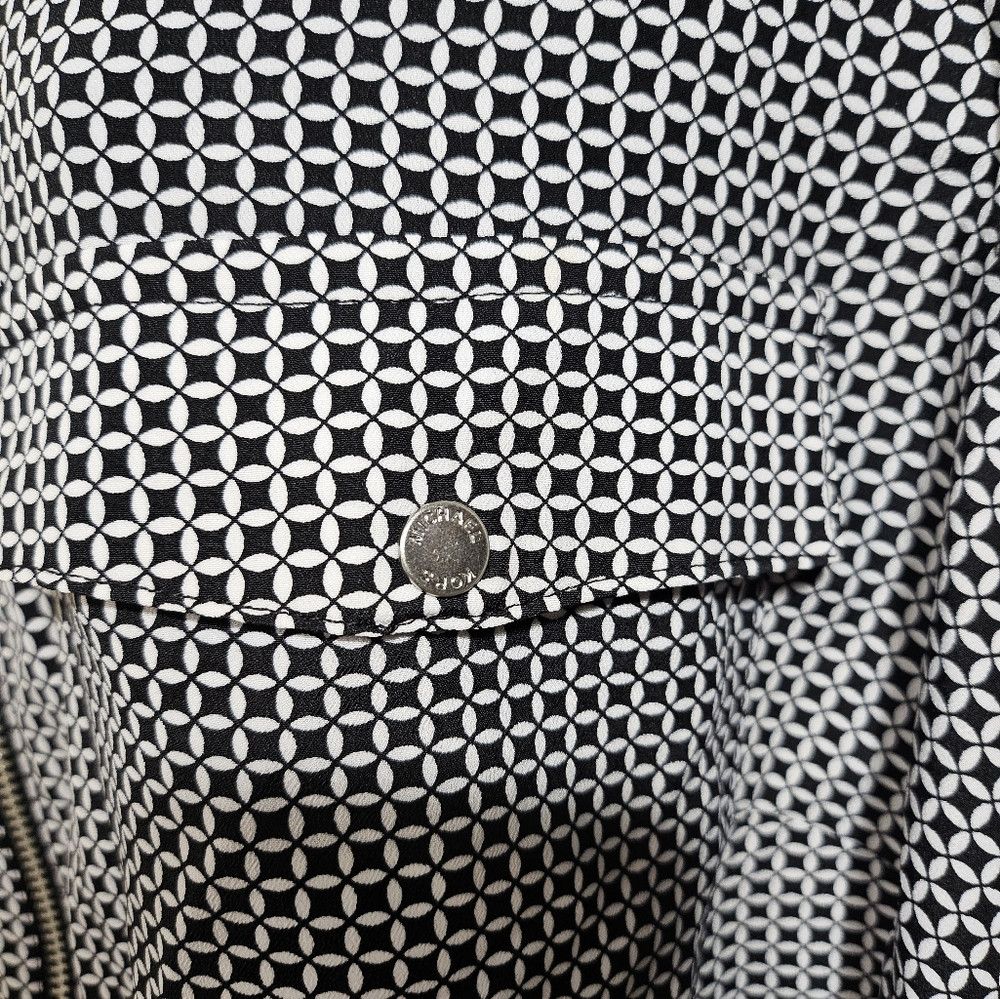 Michael Kors NEW Michael Kors Geometric Black White Full Zip-Up Blouse 3 Size 3XL / US 20-22 - 4 Thumbnail