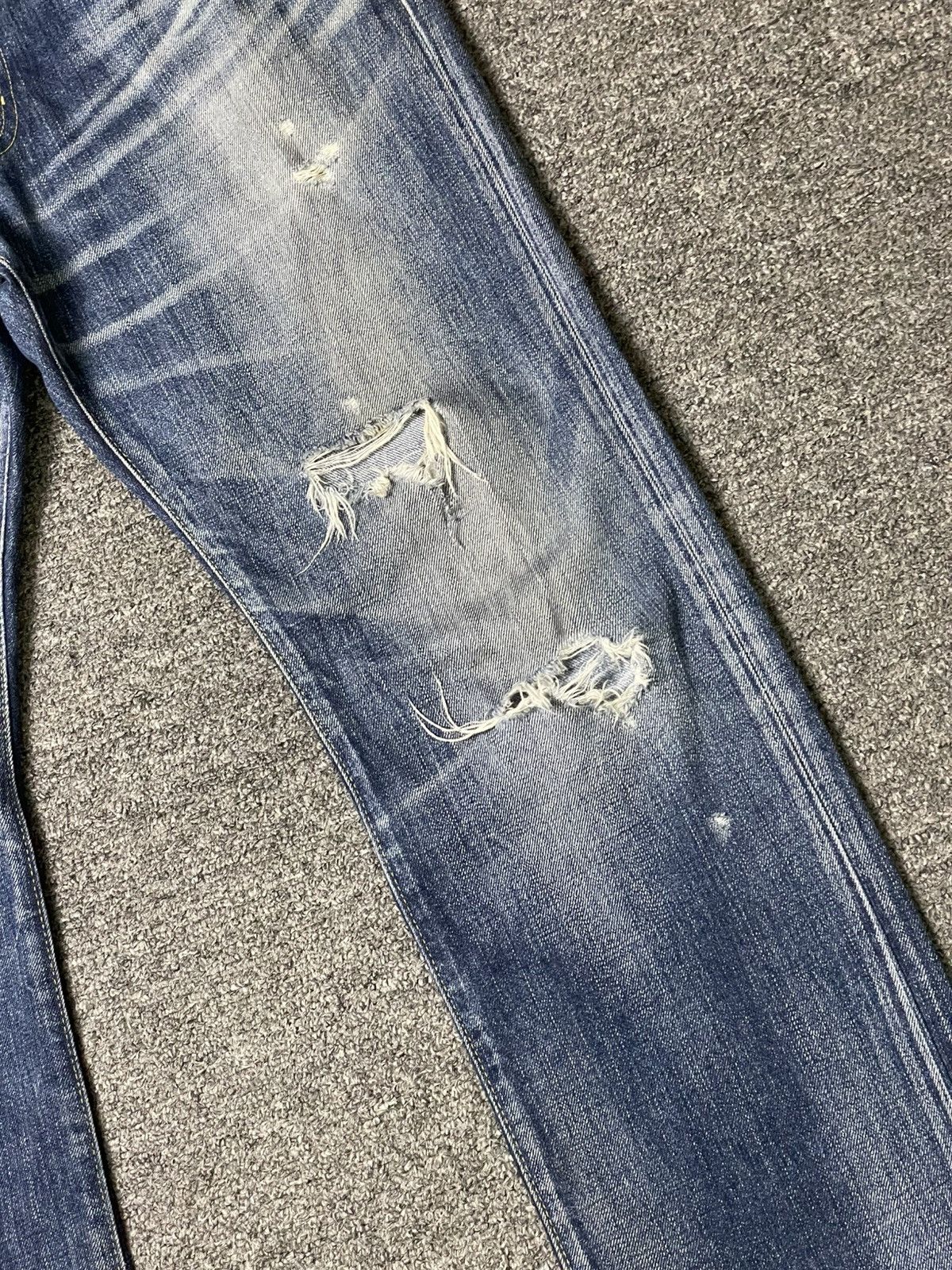 Japanese Brand × Vintage BACK NUMBER 01 Ripped Denim Jeans (92) Size US 34 / EU 50 - 3 Thumbnail