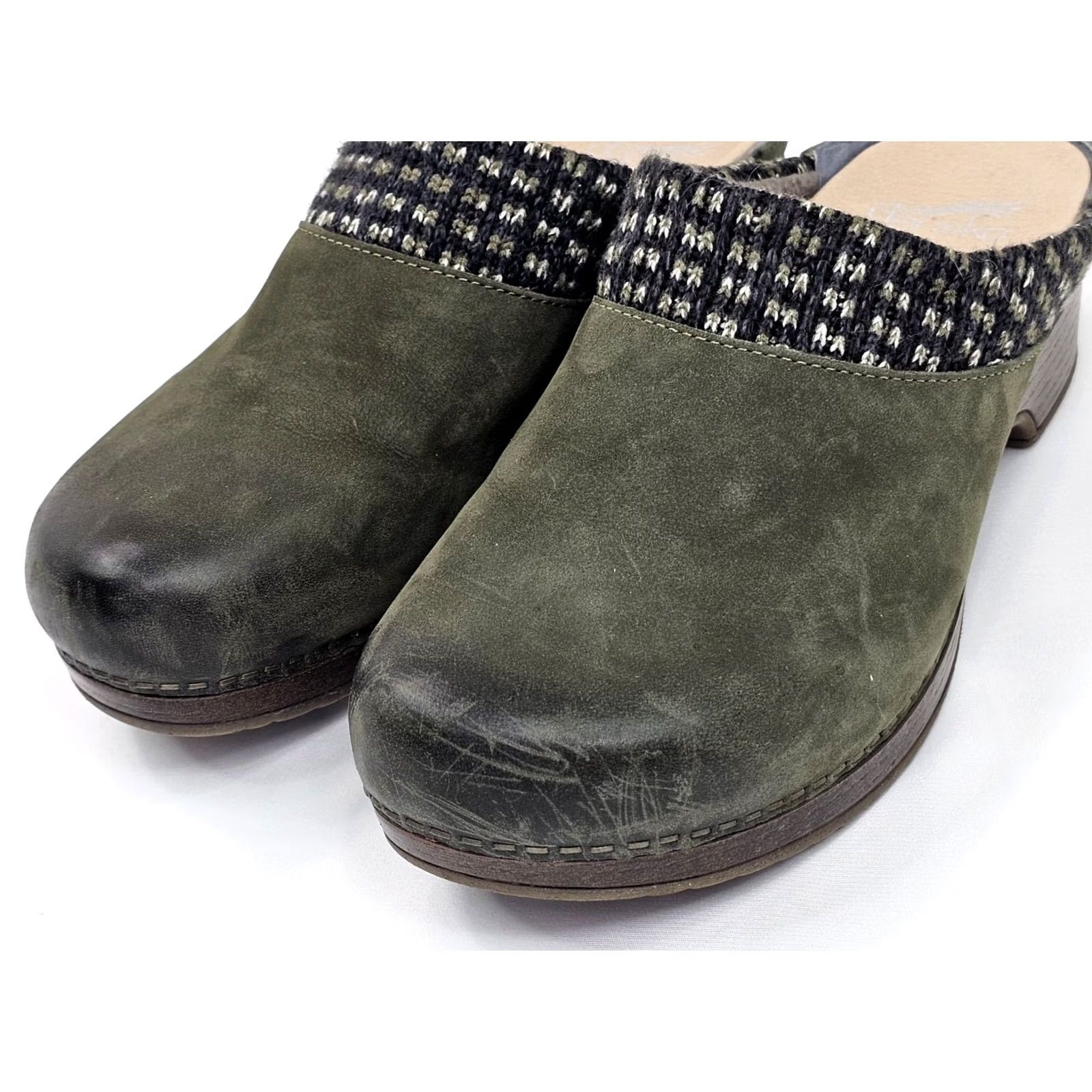 Dansko VINTAGE Dansko Bev Clogs Slide Mule Women EU 38 US 8 Burnished Green Leather EUC Size US 8 / IT 38 - 4 Thumbnail
