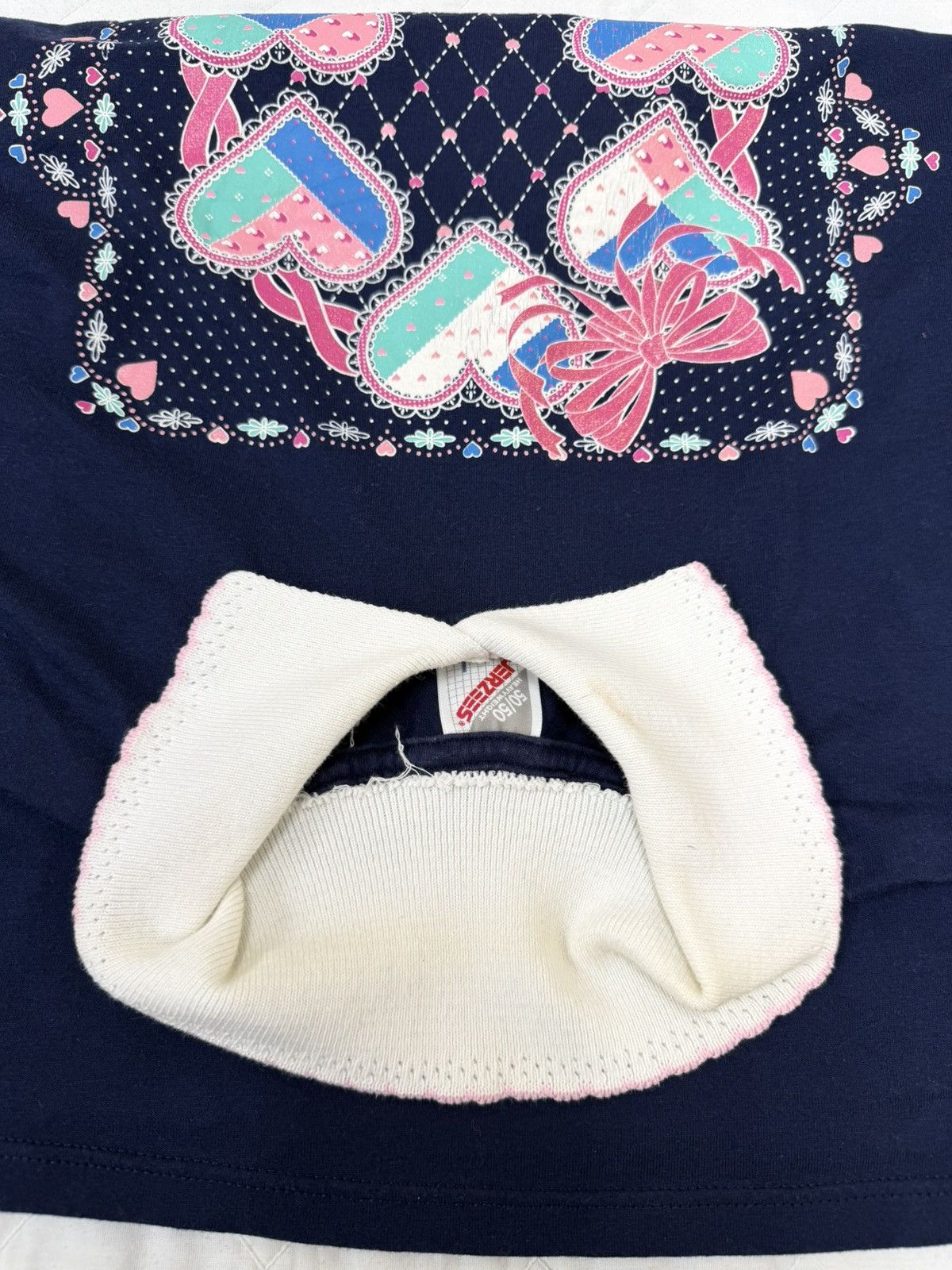 Jerzees Vintage 90s Patchwork Hearts Collared T-Shirt Size US L / EU 52-54 / 3 - 5 Thumbnail