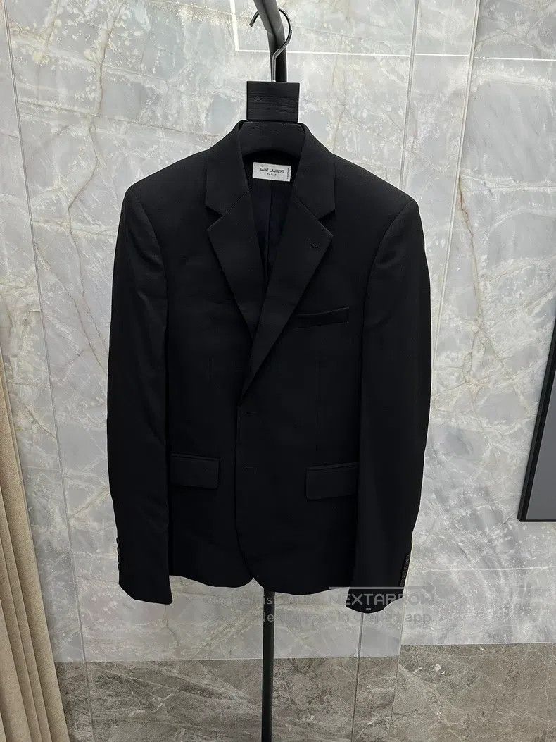Saint Laurent Paris Saint Laurent Paris Classic Black Wool Smoking Suit Jacket Size US M / EU 48-50 / 2 - 1 Thumbnail
