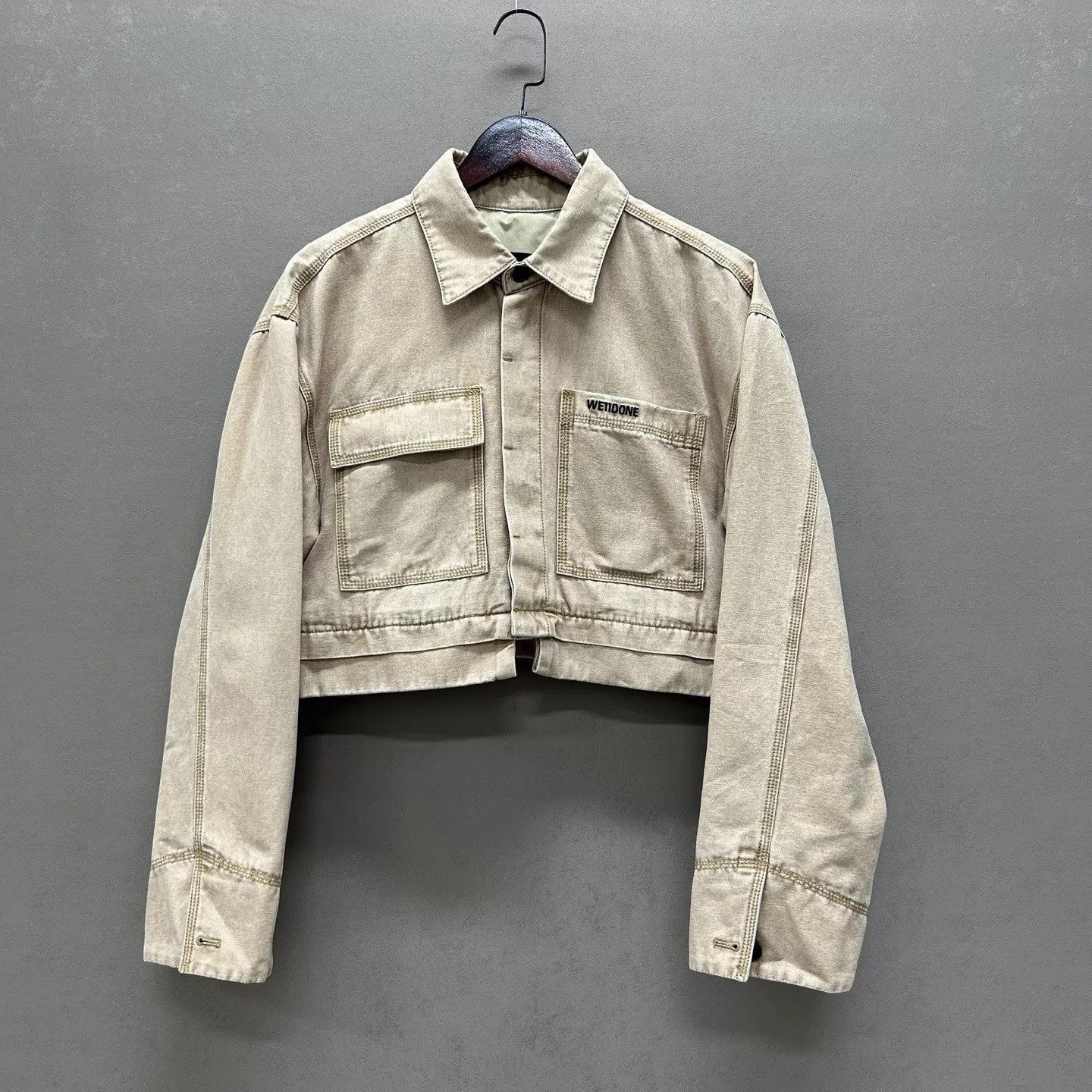 WE11DONE Beige Cropped Button-Up Light Jacket Size S Size US S / EU 44-46 / 1 - 1 Thumbnail