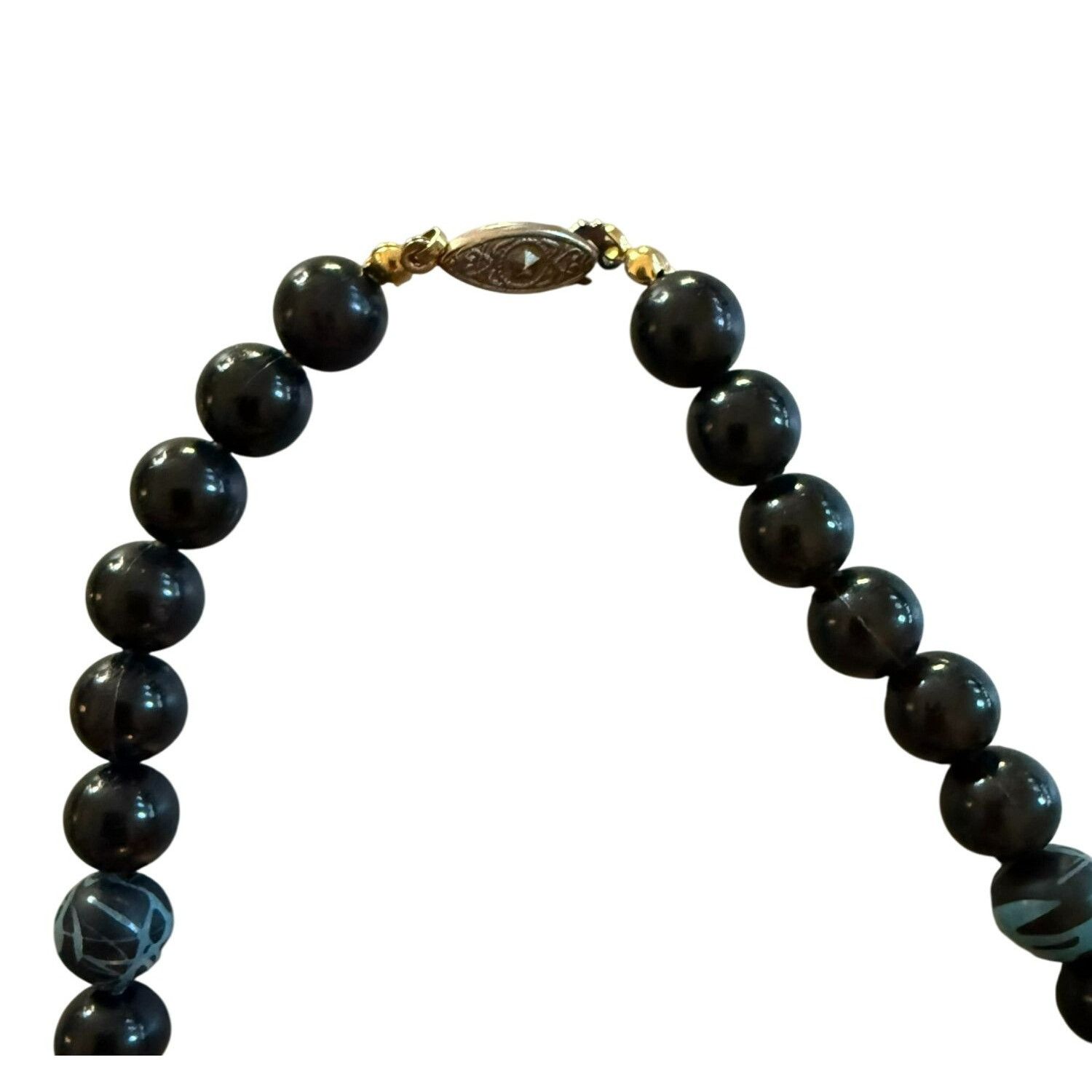 Other Vintage 30" Black & Gold Beaded Necklace With Decorative Ova Size ONE SIZE - 4 Thumbnail