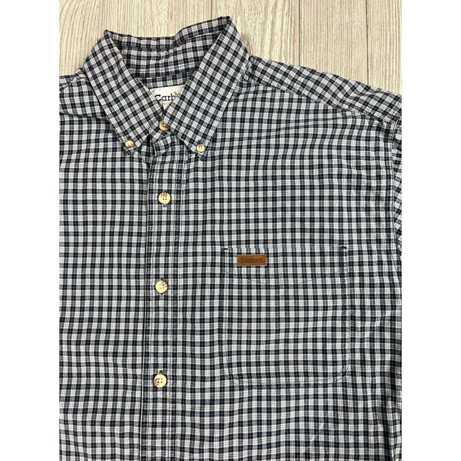Carhartt Carhartt Shirt Men’s L Check Plaid Long Sleeve Button Down Navy Work Casual Size US L / EU 52-54 / 3 - 3 Thumbnail