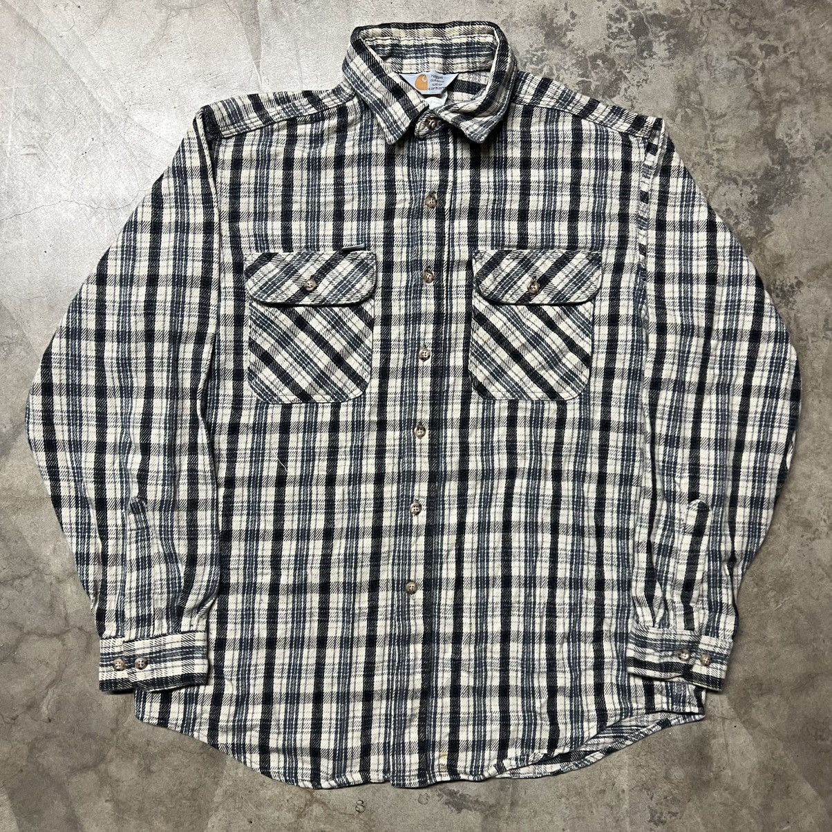 Carhartt × Carhartt Wip × Vintage Vintage 2000’s Carhartt Long-Sleeve Button Up Plaid Flannel Size US XL / EU 56 / 4 - 2 Thumbnail