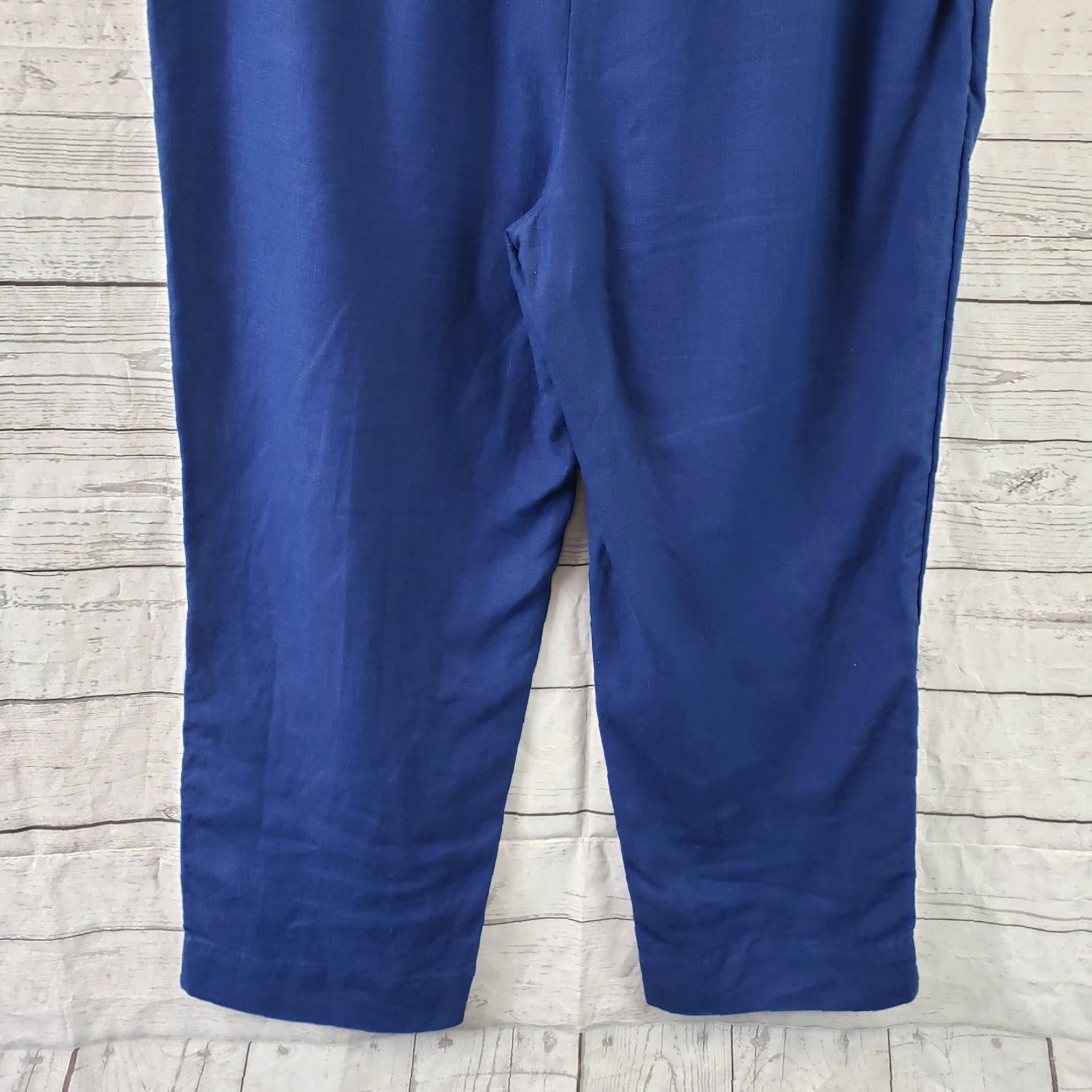 Vintage Chico's Womens Cropped Linen Pants Sz 8 Solid Blue Pull On High Rise Pants Women 8 Cropped Linen Blue Chicos Womens Pants Size 30" / US 8 / IT 44 - 6 Thumbnail