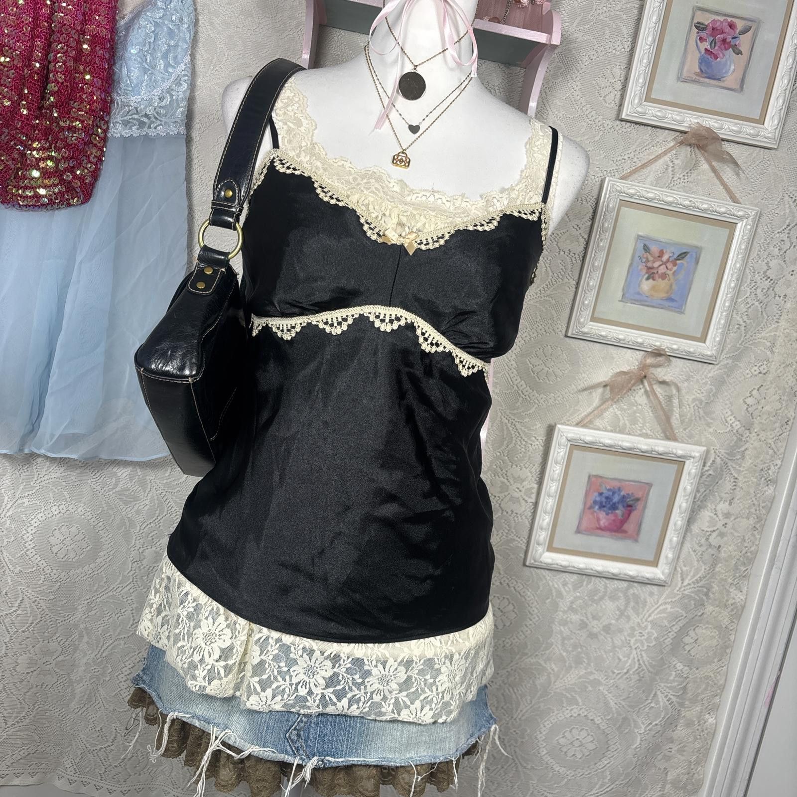 Other vintage lace silky cami blouse top Size M / US 6-8 / IT 42-44 - 2 Thumbnail