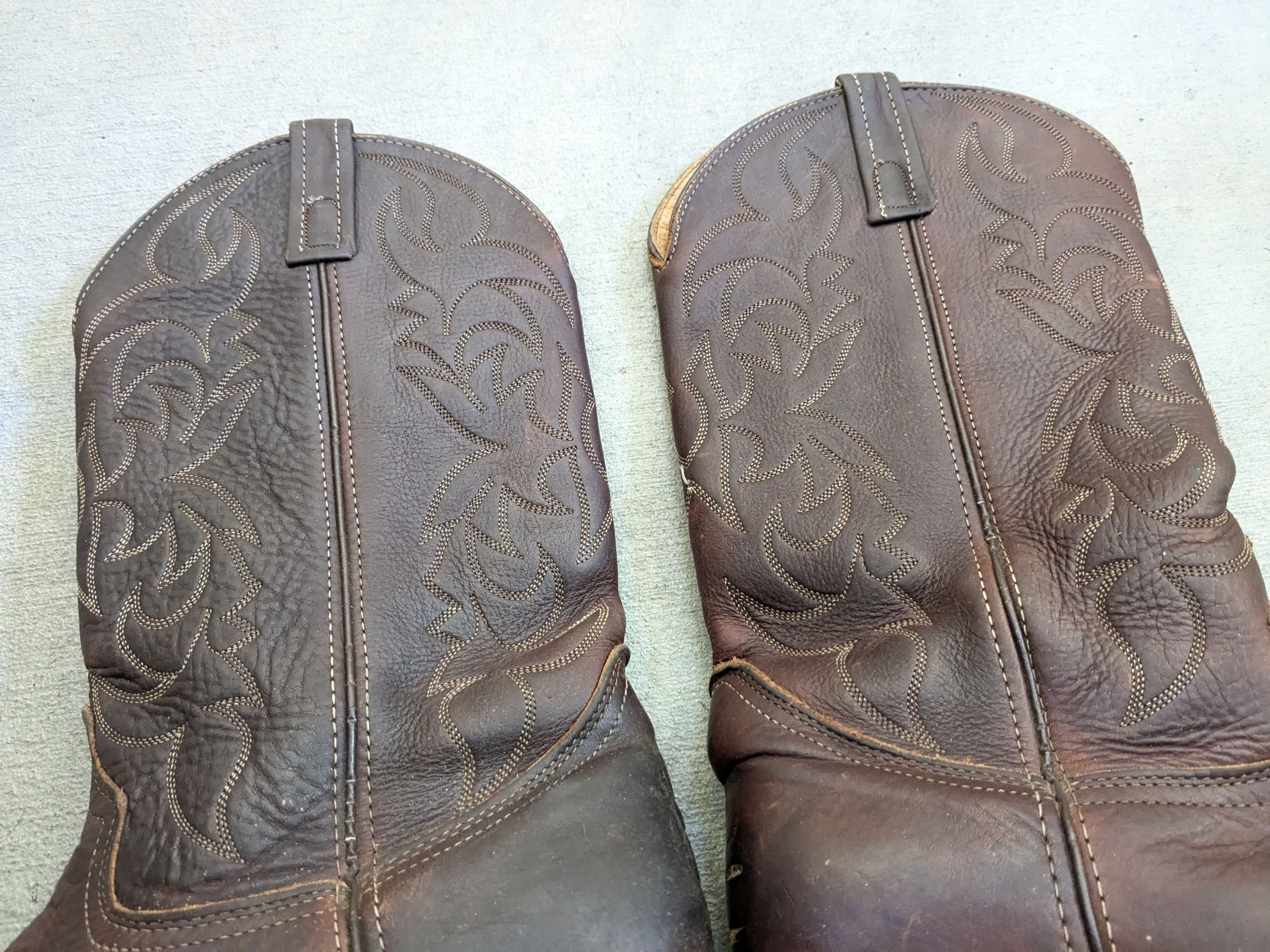 Genuine Leather Vintage Cowboy Boots 10.5 D Brown Leather Western Mexico Size US 10.5 / EU 43-44 - 5 Thumbnail