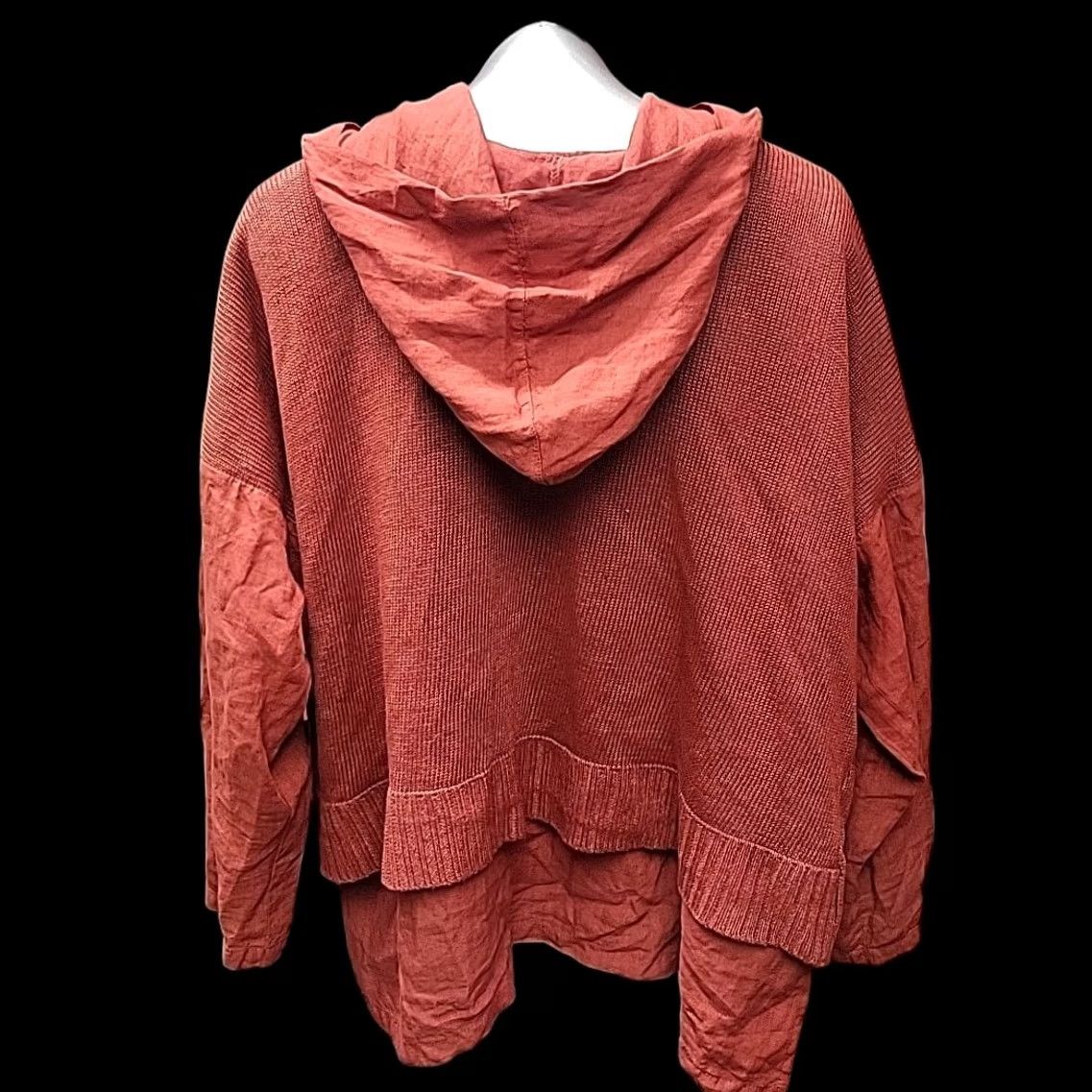Rusty Sunday St Tropez Jacket Womens XL Rust Red Knit Zip Hooded Boho Lagenlook Jacket Size XL / US 12-14 / IT 48-50 - 2 Thumbnail