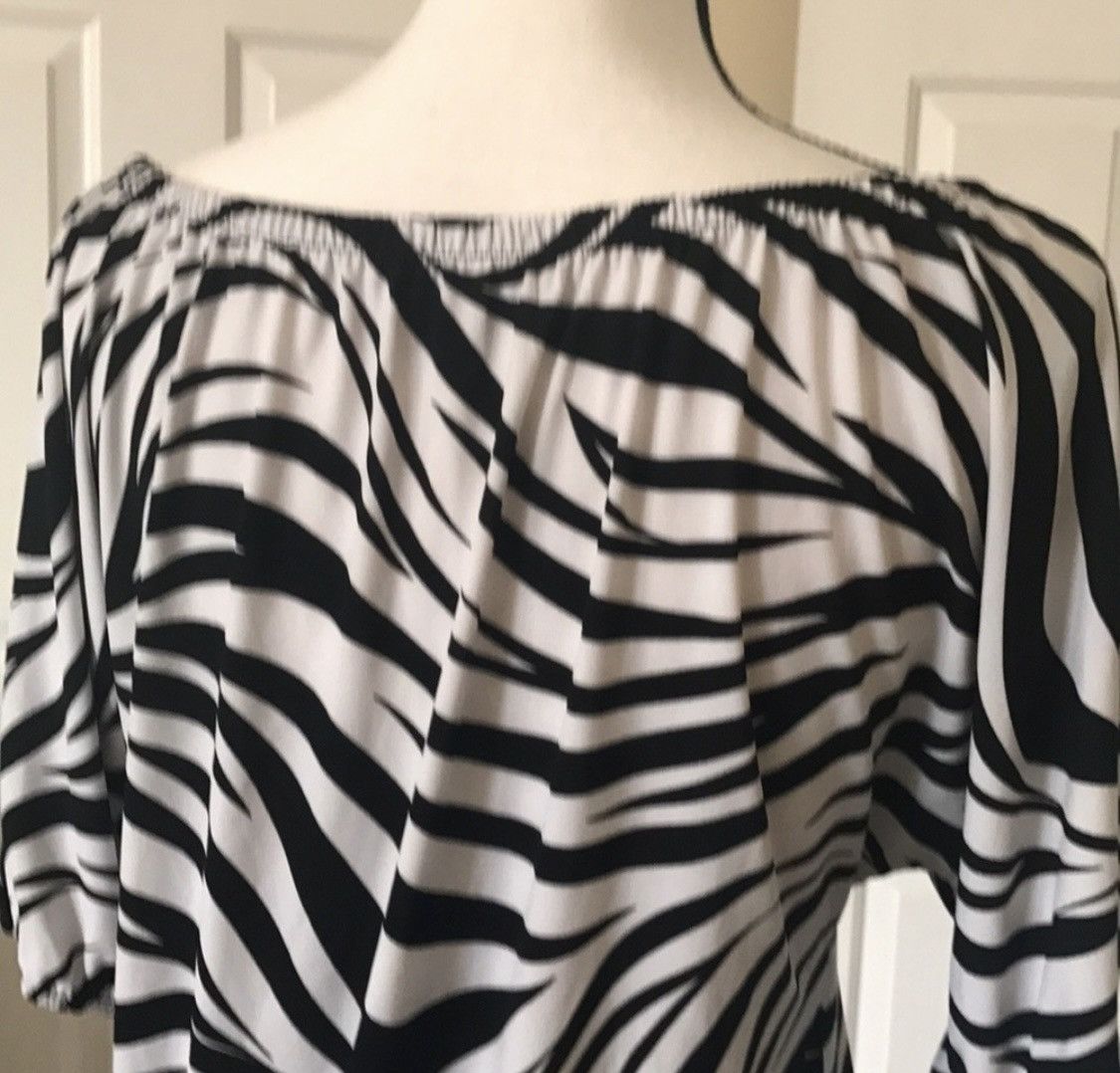 Other NOTATIONS ZEBRA ANIMAL PRINT TIE FRONT 3/4 SLEEVE BLOUSE TOP Size S / US 4 / IT 40 - 4 Thumbnail
