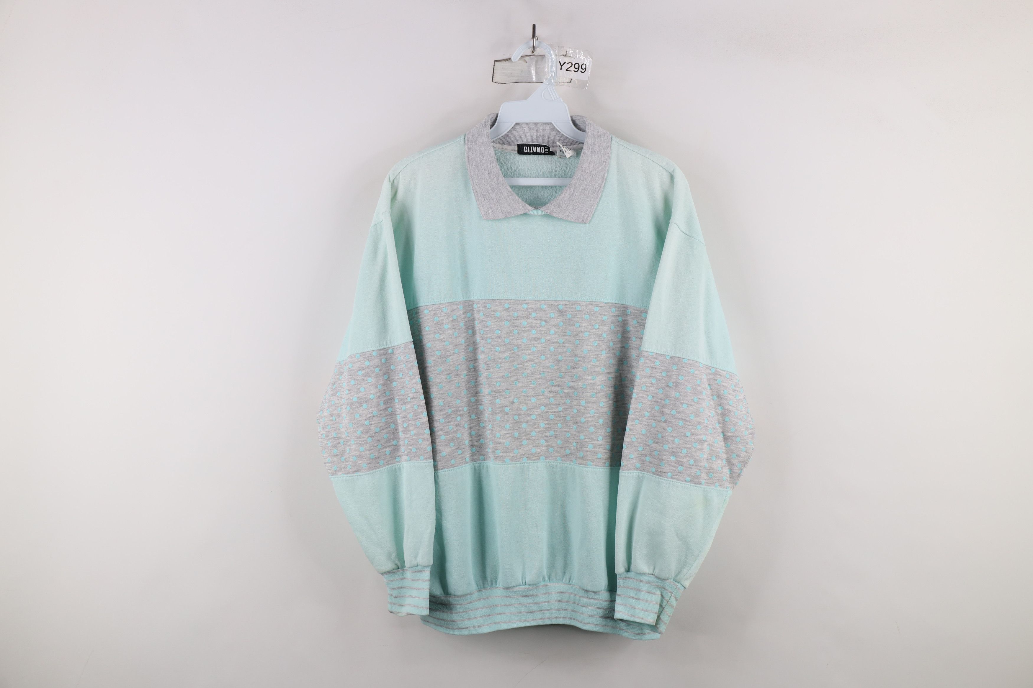 Vintage Vintage 90s Streetwear Block Polka Dot Collared Sweatshirt Size M / US 6-8 / IT 42-44 - 1 Thumbnail