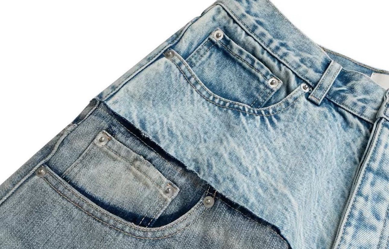Vintage Double-layer Waist Patchwork Baggy Jeans Size US 32 / EU 48 - 5 Thumbnail